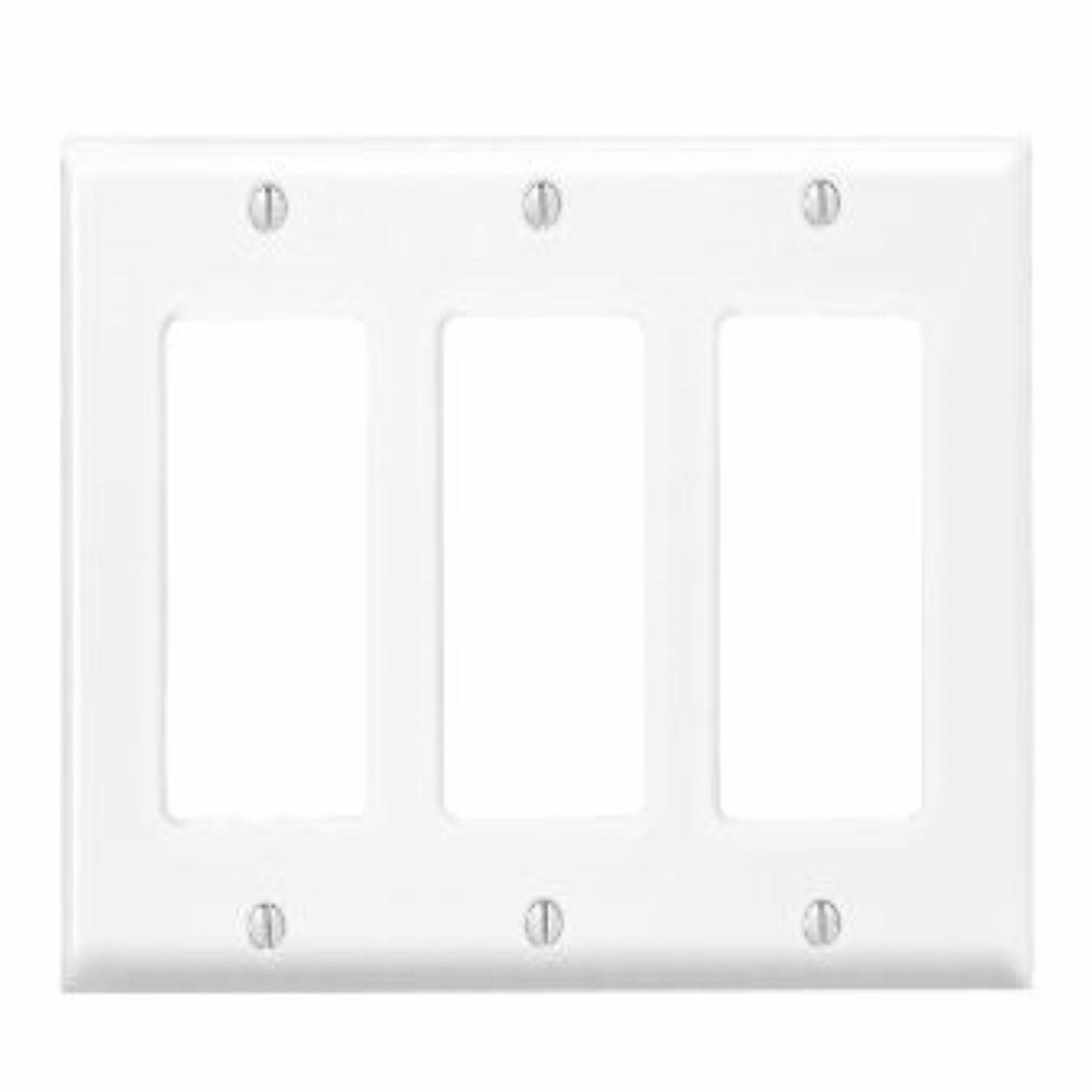 Leviton Antimicrobial Powder Coated White 3 gang Thermoset Plastic Decorator Wall Plate 1 pk