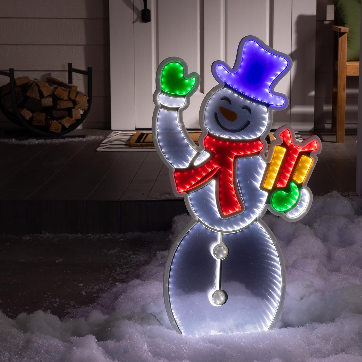 Celebrations LED Infinity Snowman 31 in. Yard Decor