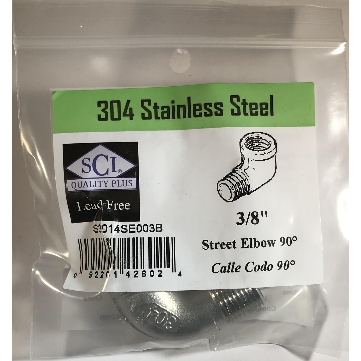 Smith-Cooper 3/8 in. FPT X 3/8 in. D MPT Stainless Steel Street Elbow