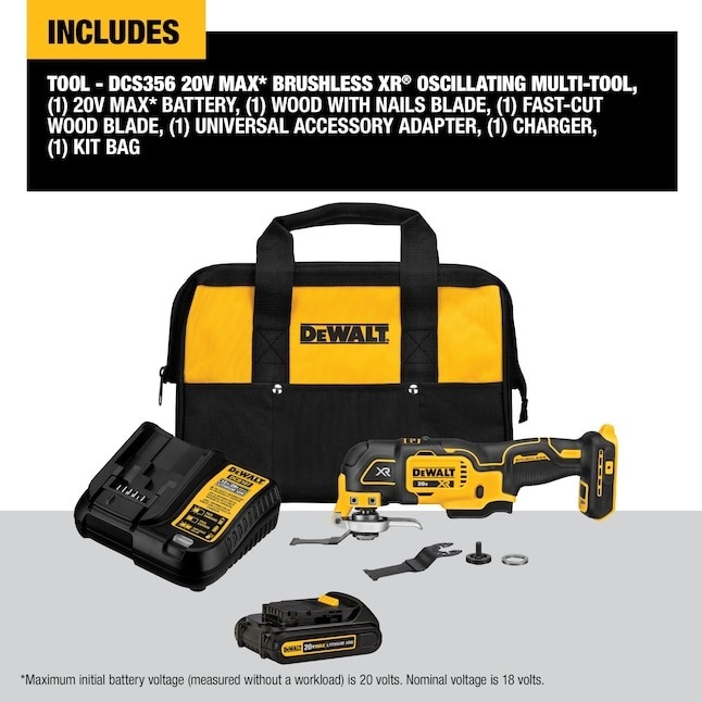 DEWALT XR 20-volt Max Cordless Brushless 3-speed 6 -Piece Oscillating Multi-Tool with Soft Case 1 -Batteries Included