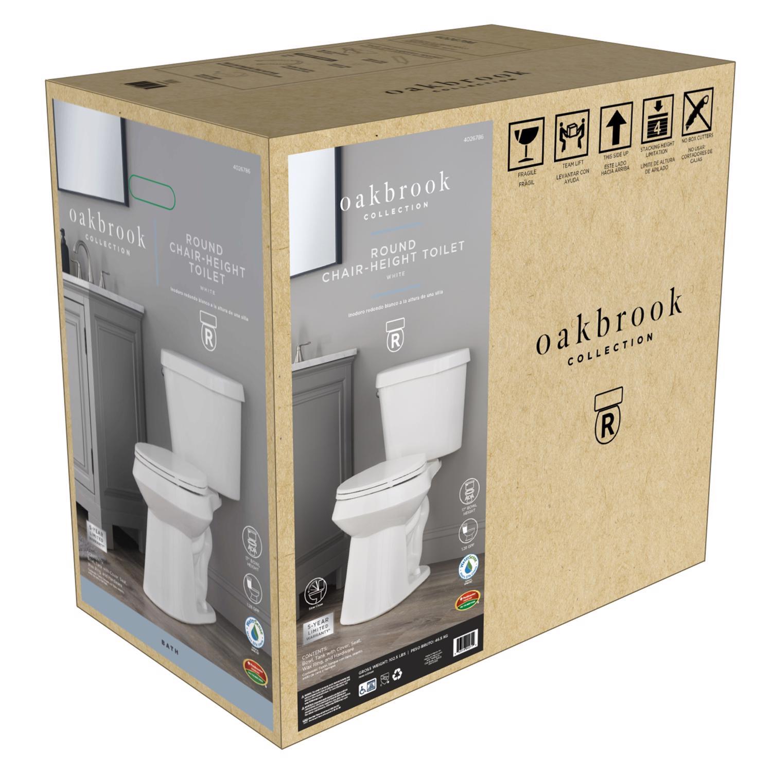 Oakbrook Collection ADA Compliant 1.28 gal White Round Complete Toilet Kit