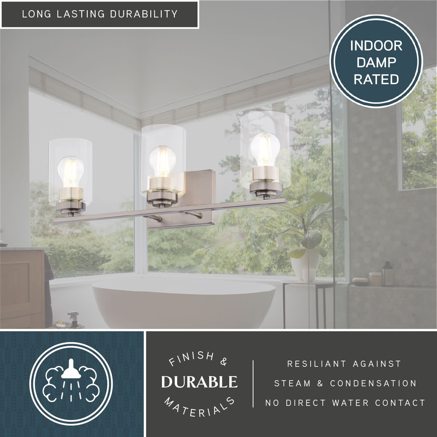 Vaxcel Lighting W0528 Park Ridge 3 Light 22 in.W Vanity Light - Nickel