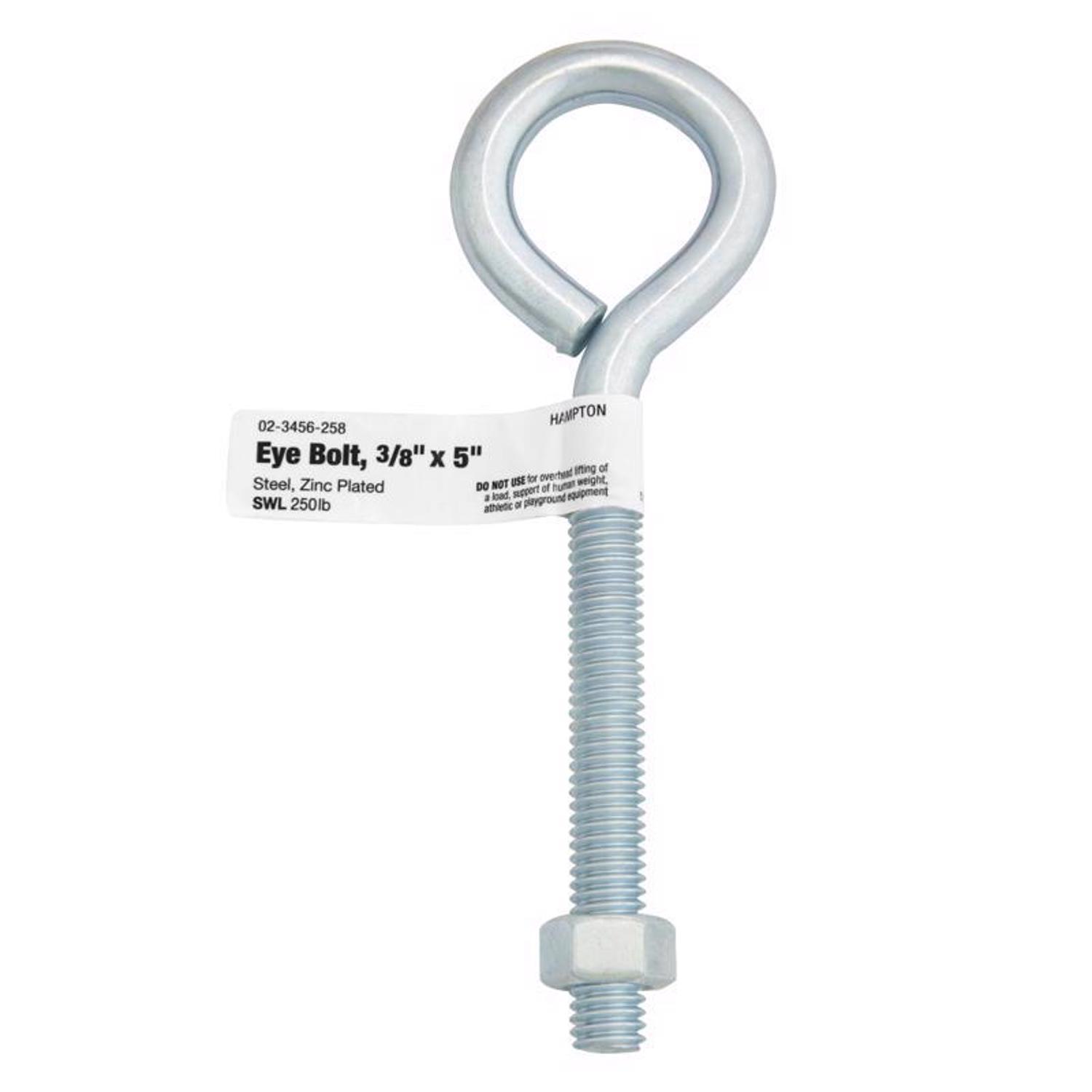 Hampton 3/8 in. X 5 in. L Zinc-Plated Steel Eyebolt Nut Included