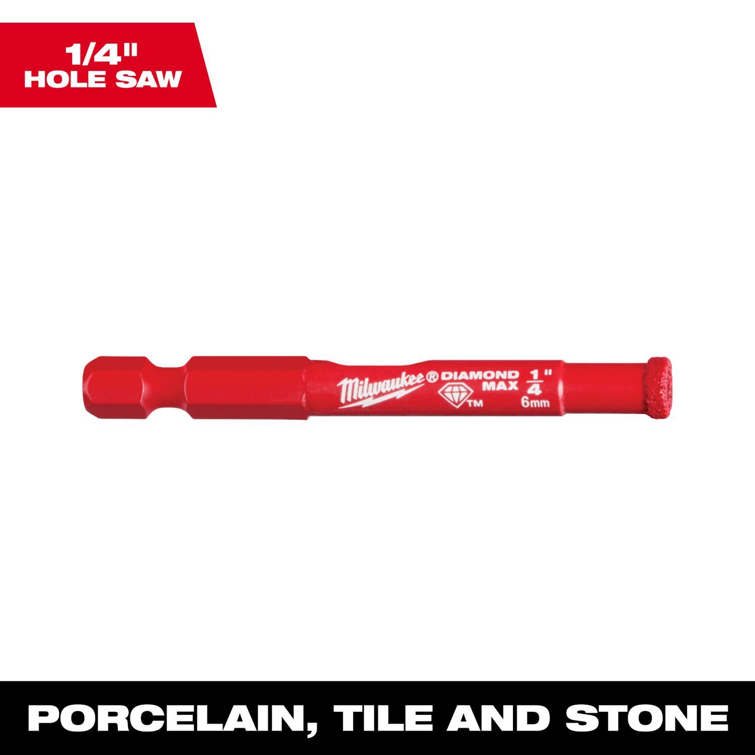 Milwaukee Diamond Max 1/4 in. Diamond Grit Glass, Porcelain, Tile, and Stone Hole Saw 1 pc