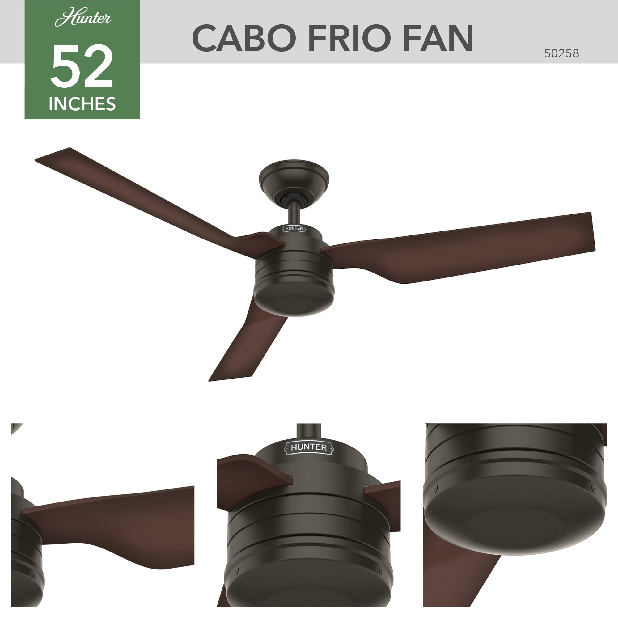 Hunter Fan Cabo Frio 52 inch New Bronze with Coffee Beech Blades Outdoor Ceiling Fan