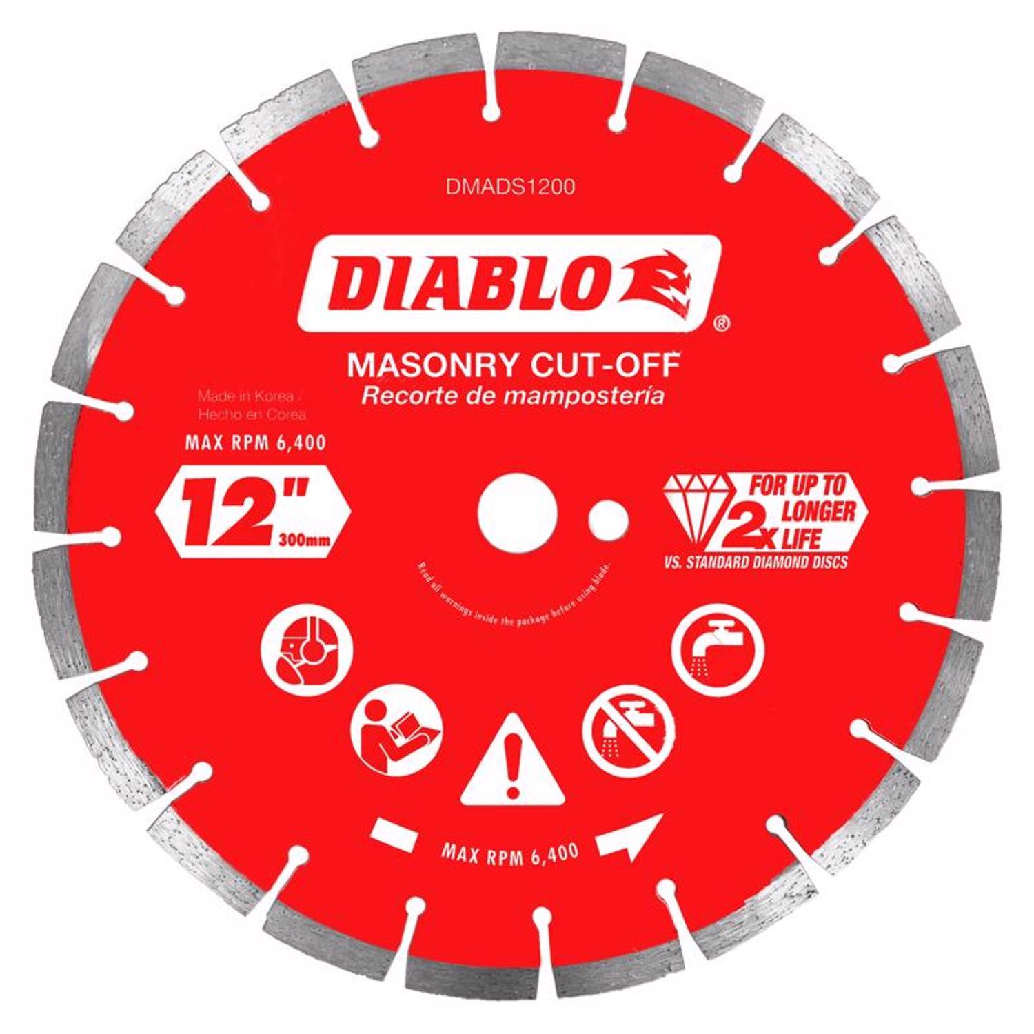 Diablo 12 in. D X 1 in. Diamond Segmented Masonry Cut-Off Disc