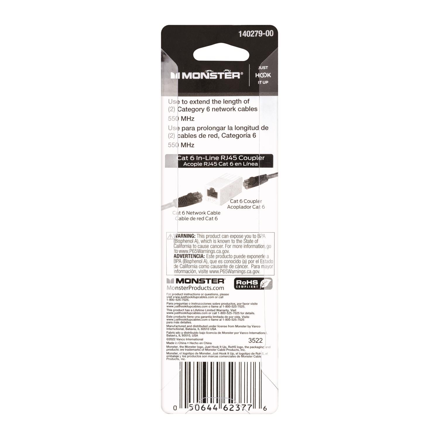 Monster Just Hook It Up 0 ft. L Category 6 In-Line Coupler