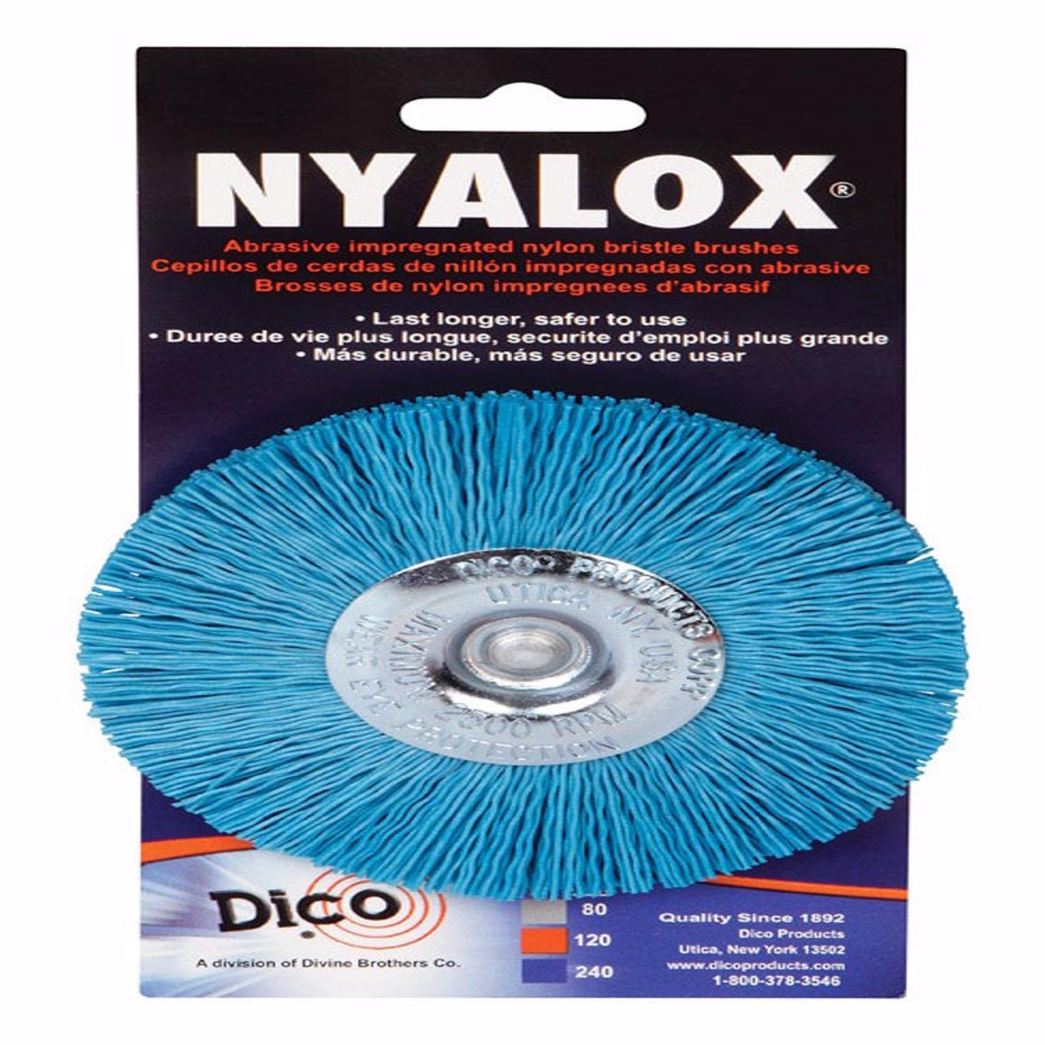 Dico Nyalox 4 in. Fine Crimped Mandrel Mounted Wheel Brush Nylon 2500 rpm 1 pc