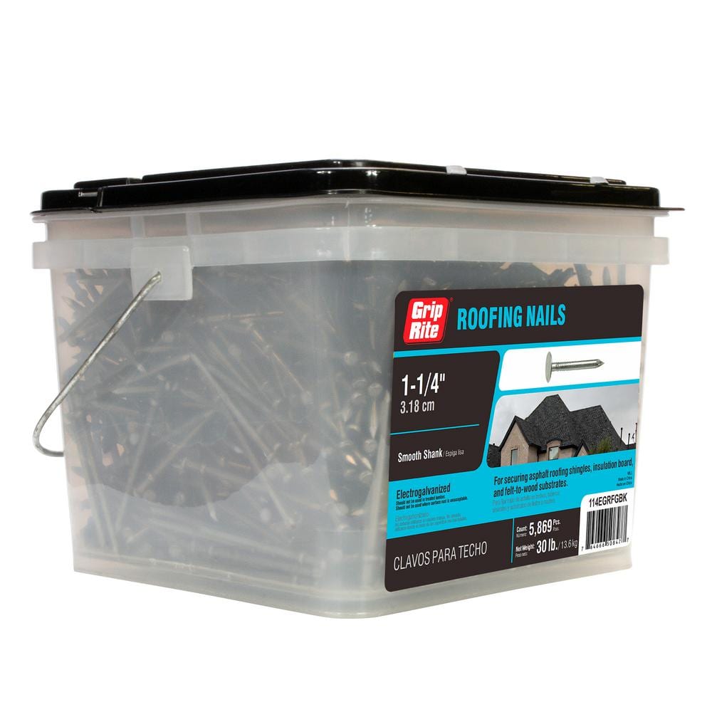 Grip-Rite 1-1/4 in. Roofing Electro-Galvanized Steel Nail Flat Head 30 lb
