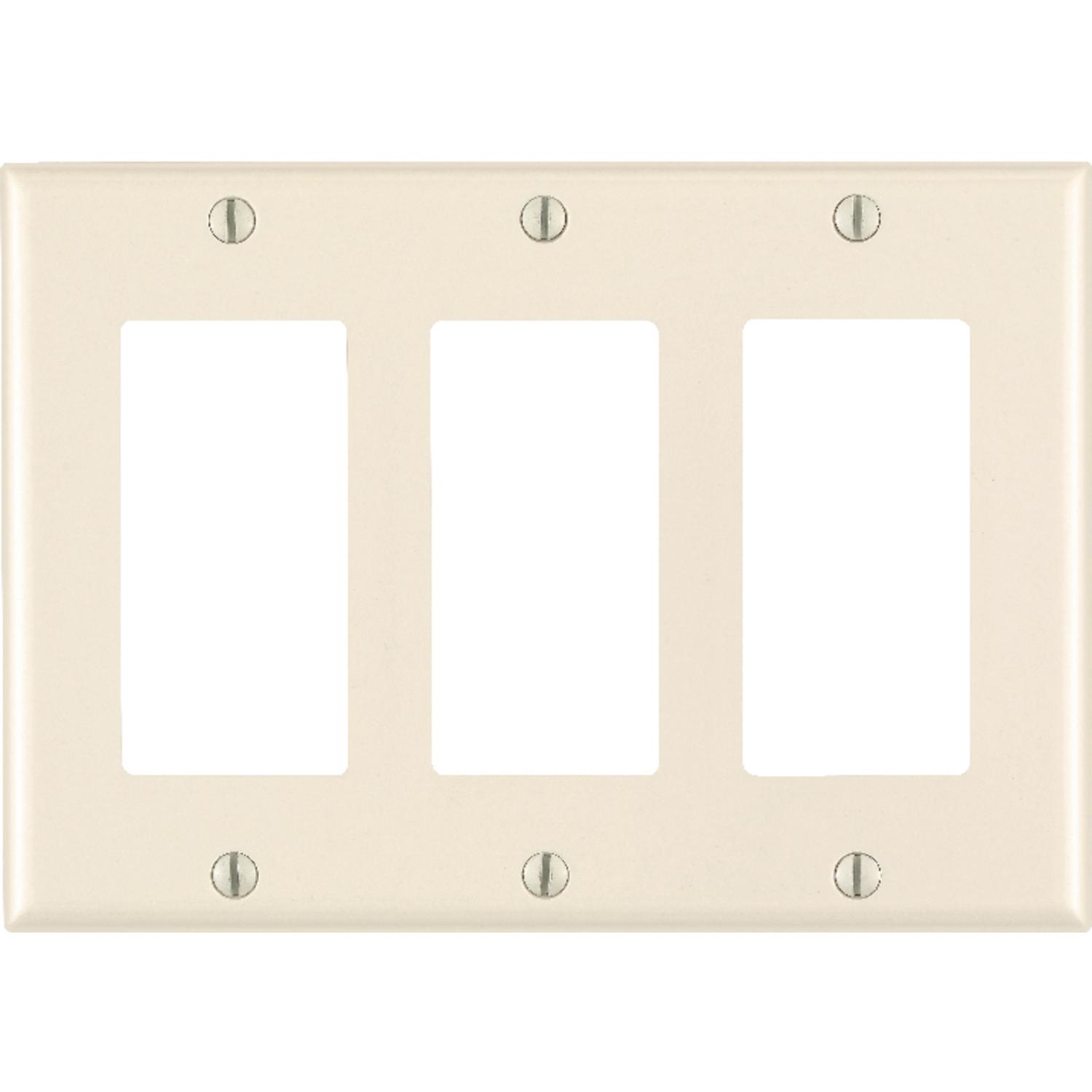 Leviton Almond 3 gang Thermoset Plastic Decorator Wall Plate 1 pk