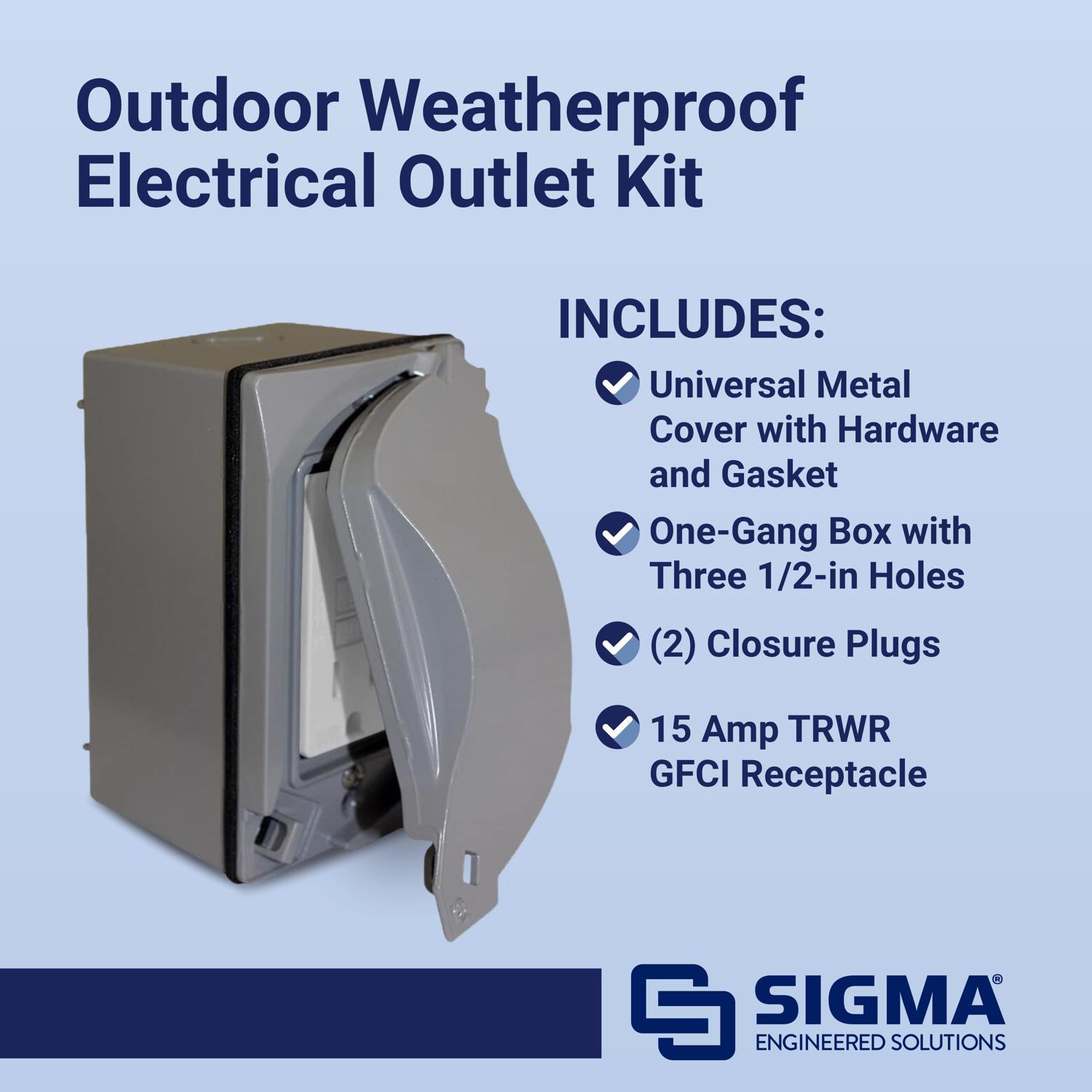 Sigma Engineered Solutions Rectangle Metal 1 gang 4.58 in. H X 2.83 in. W GFCI Outlet Kit