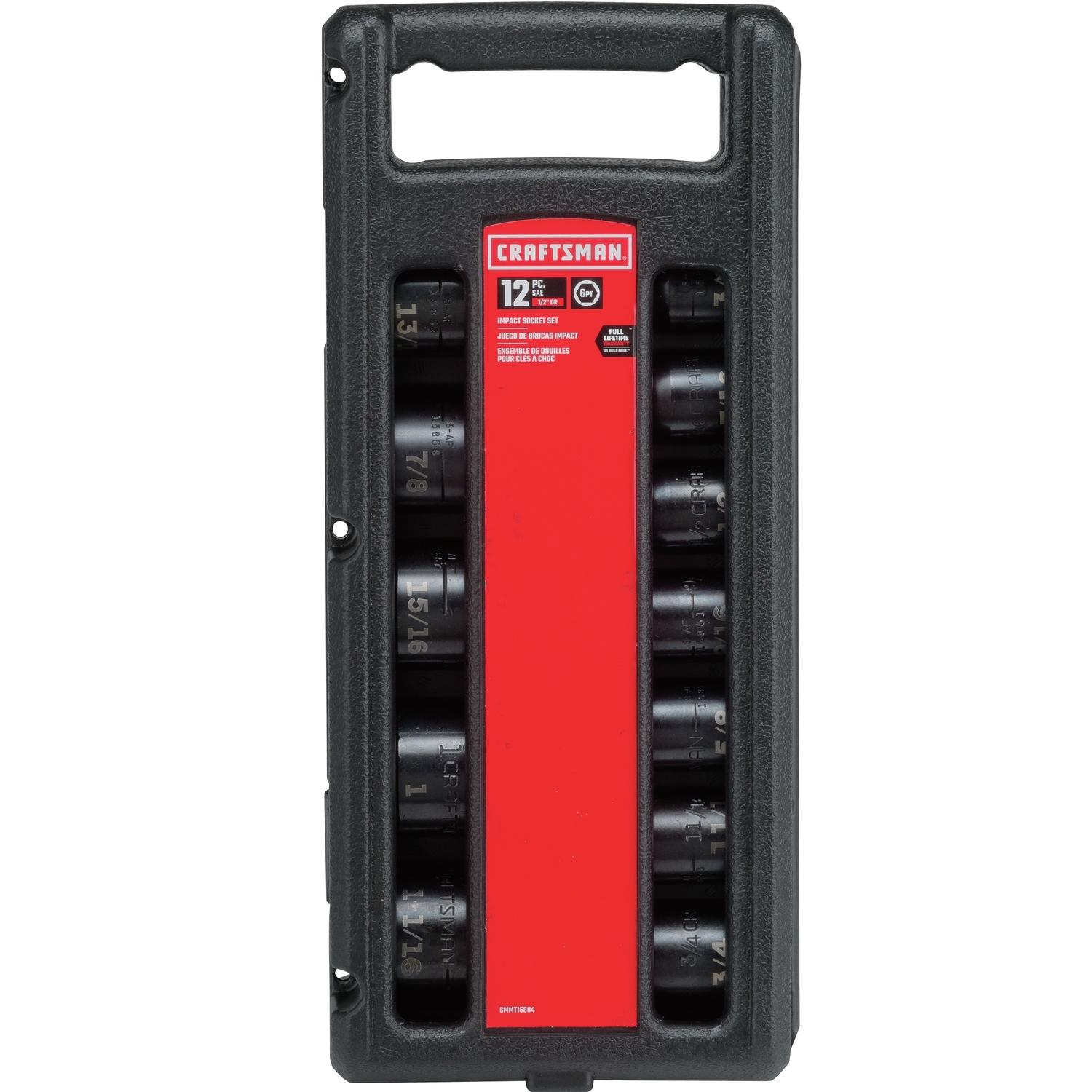 Craftsman 1/2 in. drive SAE 6 Point Standard Impact Socket Set 12 pc