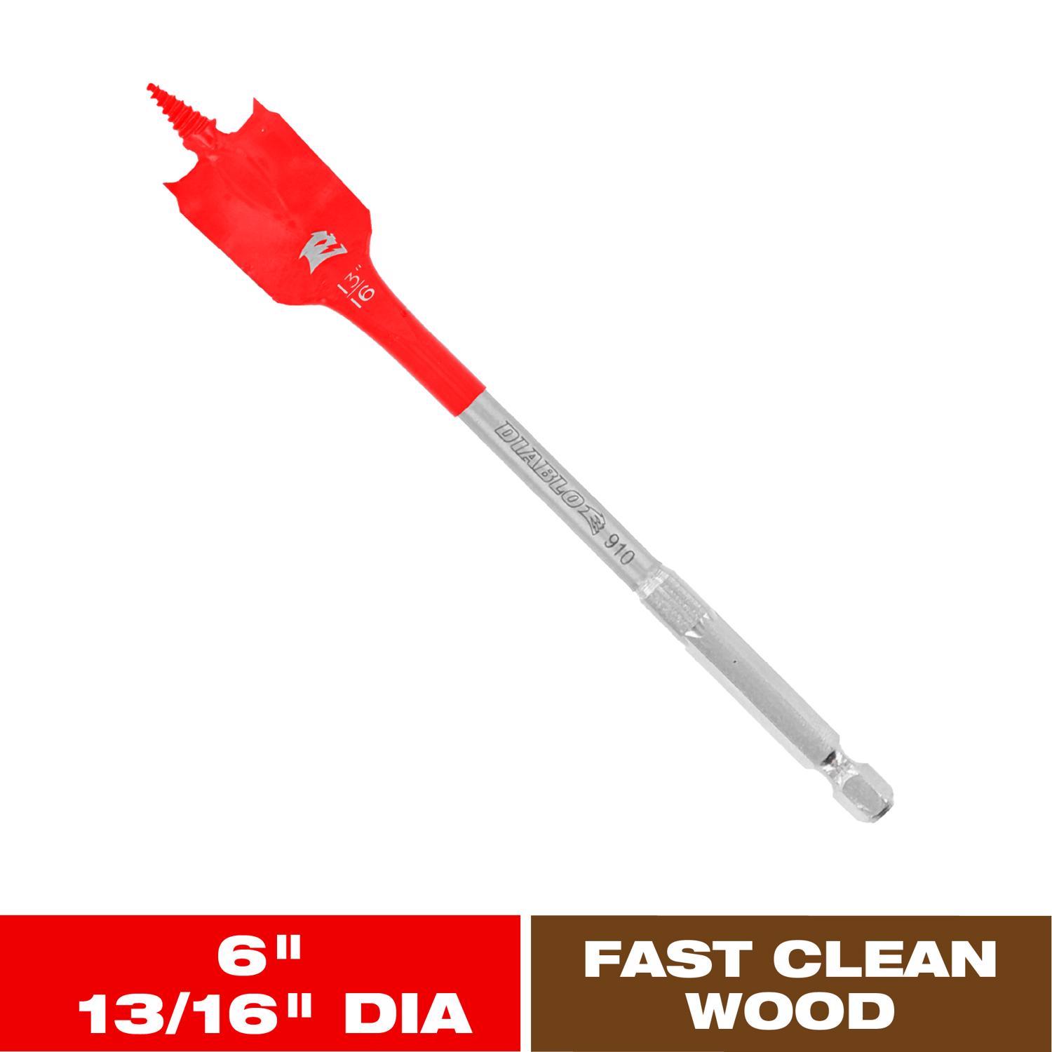 Diablo 13/16 in. X 6 in. L High Speed Steel Clean Wood Spade Bit Hex Shank 1 pk