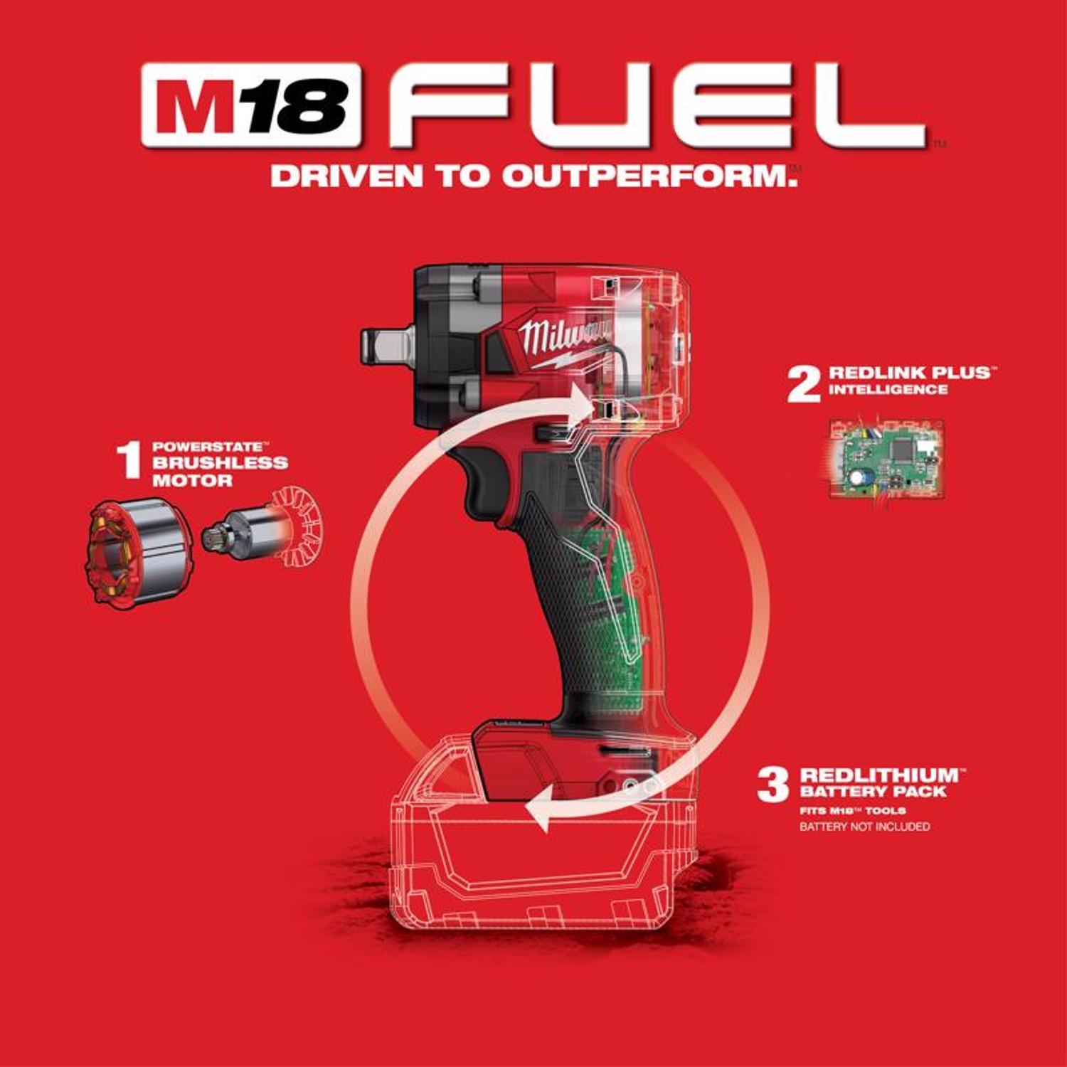 Milwaukee M18 FUEL 1/2 in. Cordless Brushless Impact Wrench Tool Only