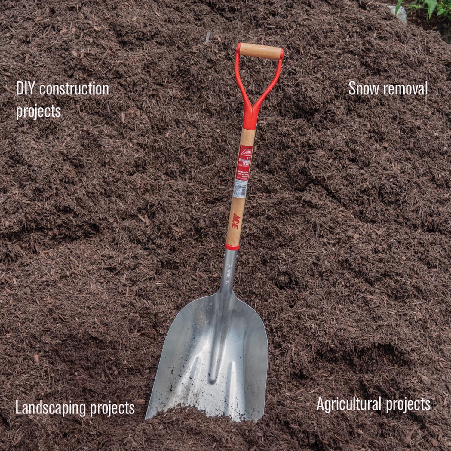 Ace 45 in. Aluminum Scoop General Purpose Shovel Wood Handle
