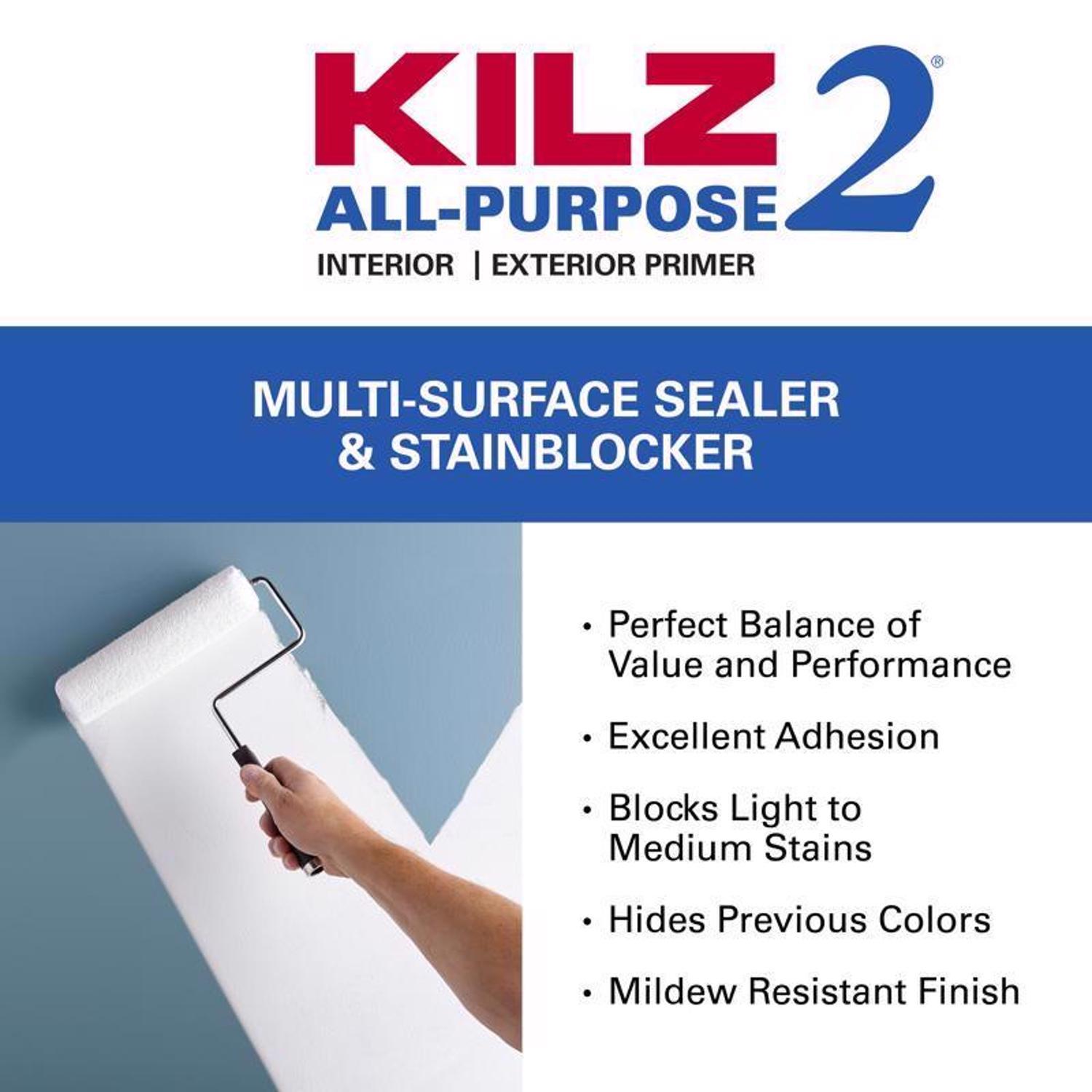 KILZ White Flat Water-Based Acrylic Stain Blocking Primer 5 gal
