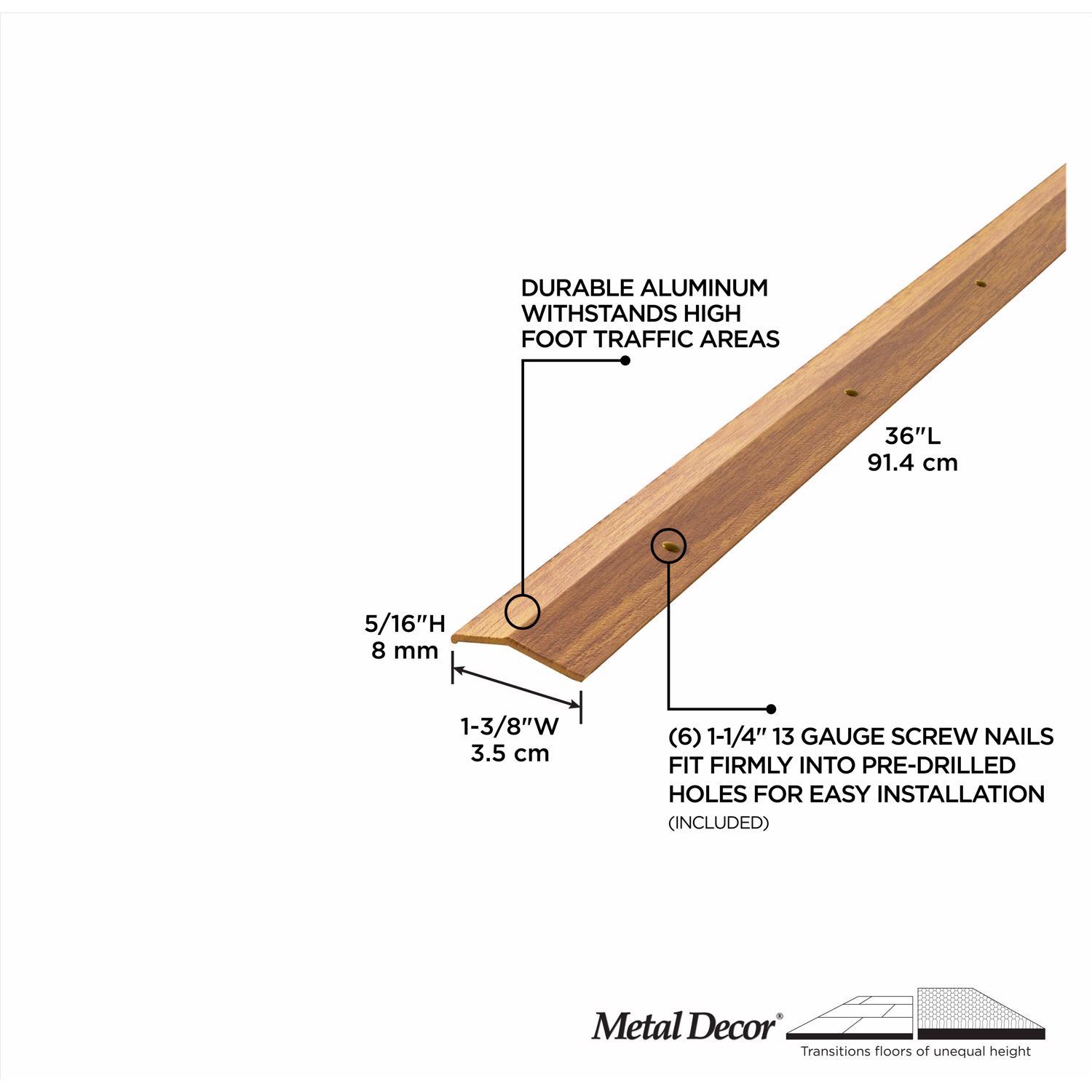 M-D Building Products METAL DECOR 0.3 in. H X 1.38 in. W X 36 in. L Prefinished Oak Aluminum Carpet