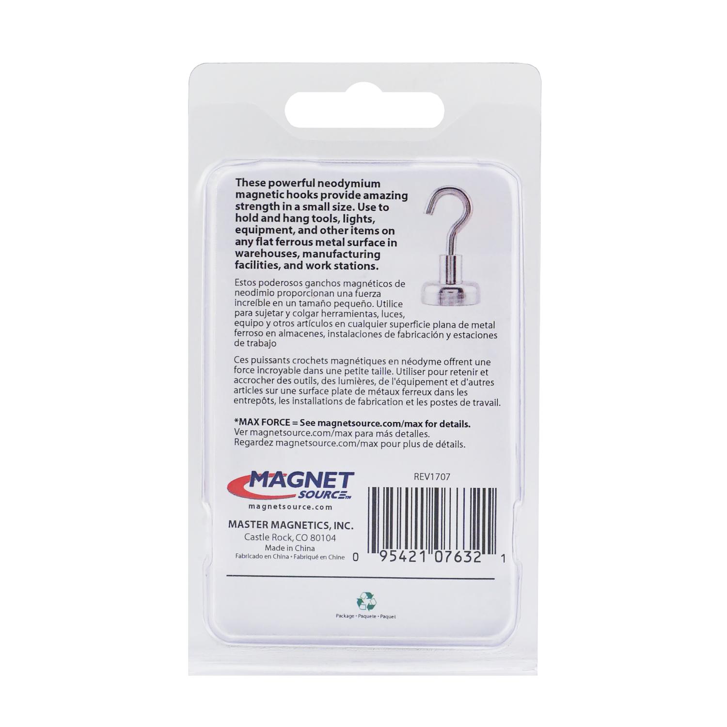 Magnet Source 1.4 in. L X .787 in. W Silver Magnetic Hook 28 lb. pull 2 pc
