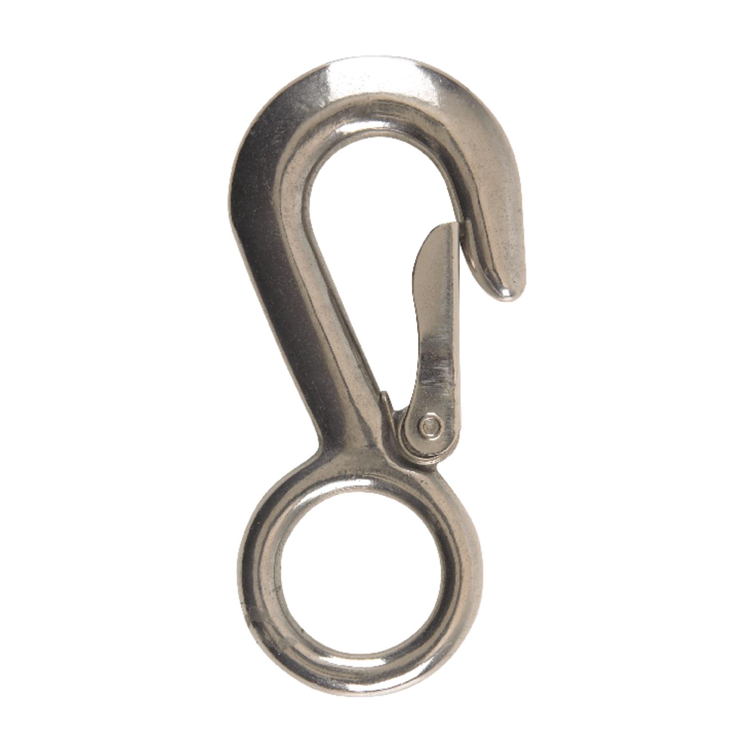 Campbell 1-1/8 in. D X 4-22/32 in. L Polished Stainless Steel Snap Hook 400 lb