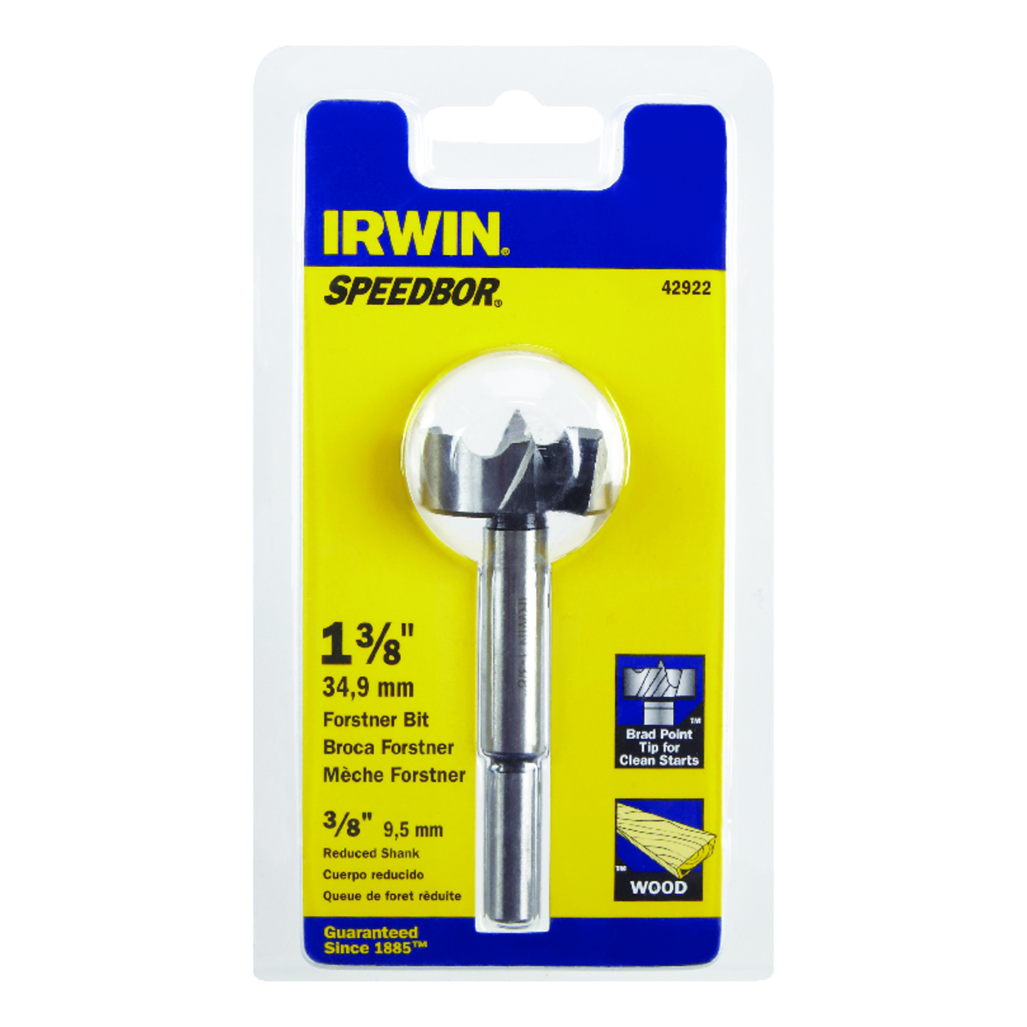 Irwin Marples 1-3/8 in. X 4 in. L Carbon Steel Forstner Drill Bit 1 pc