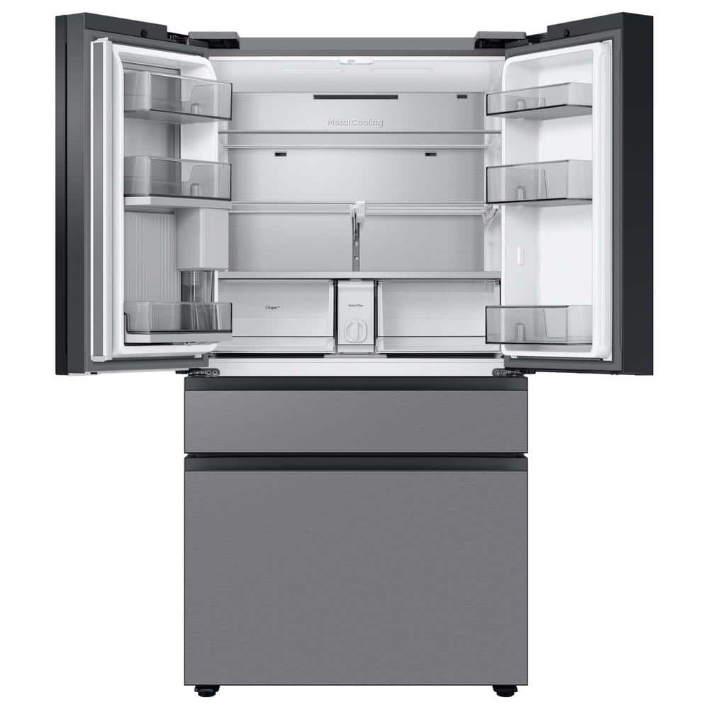 Samsung Bespoke 29 cu. ft. Standard Depth 4-Door French Door Smart Refrigerator in Stainless Steel with Beverage Center