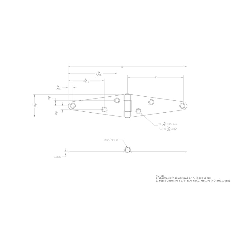 Ace 4 in. L Galvanized Heavy Duty Strap Hinge 1 pk