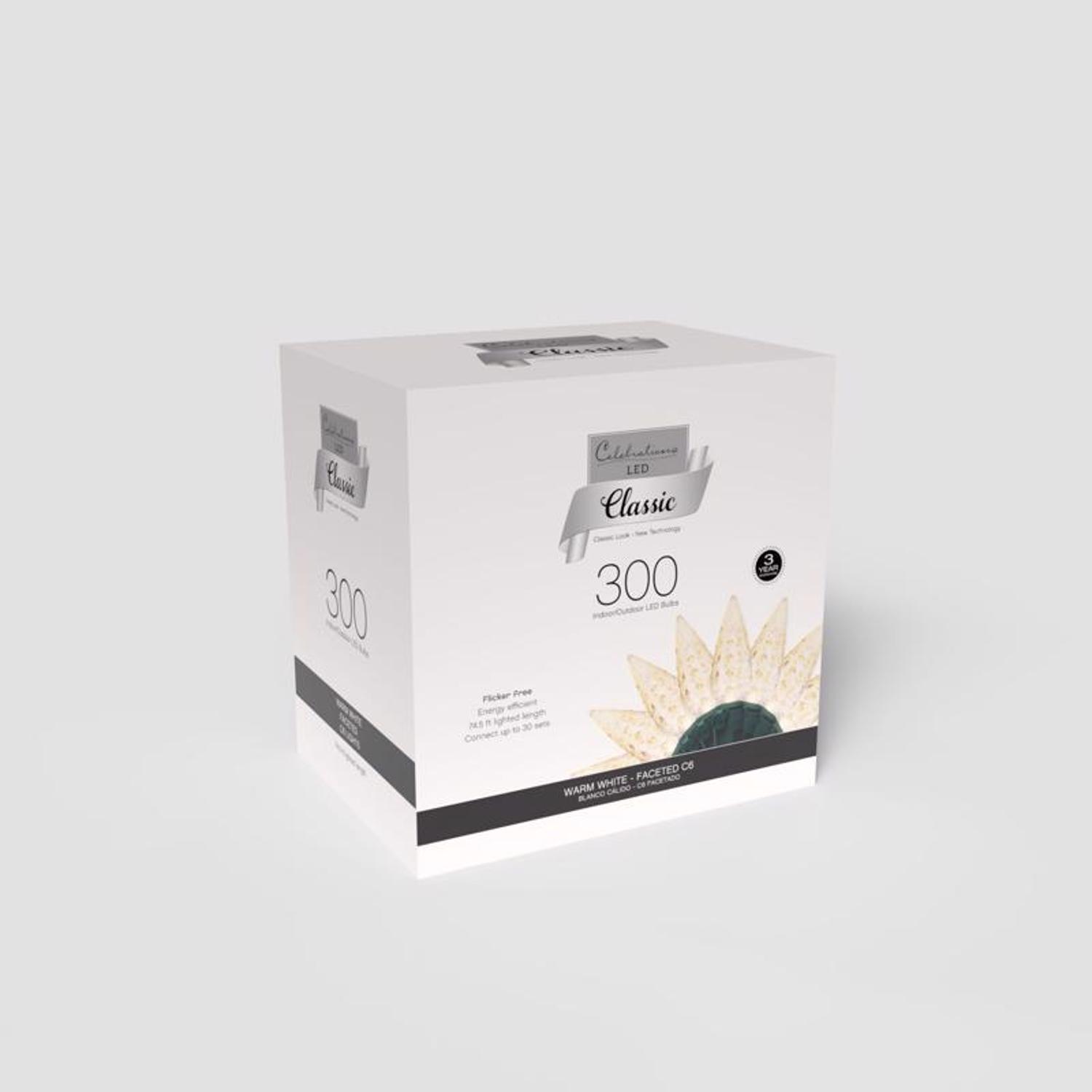 Celebrations Classic LED C6 Warm White 300 ct String Christmas Lights 74.5 ft.