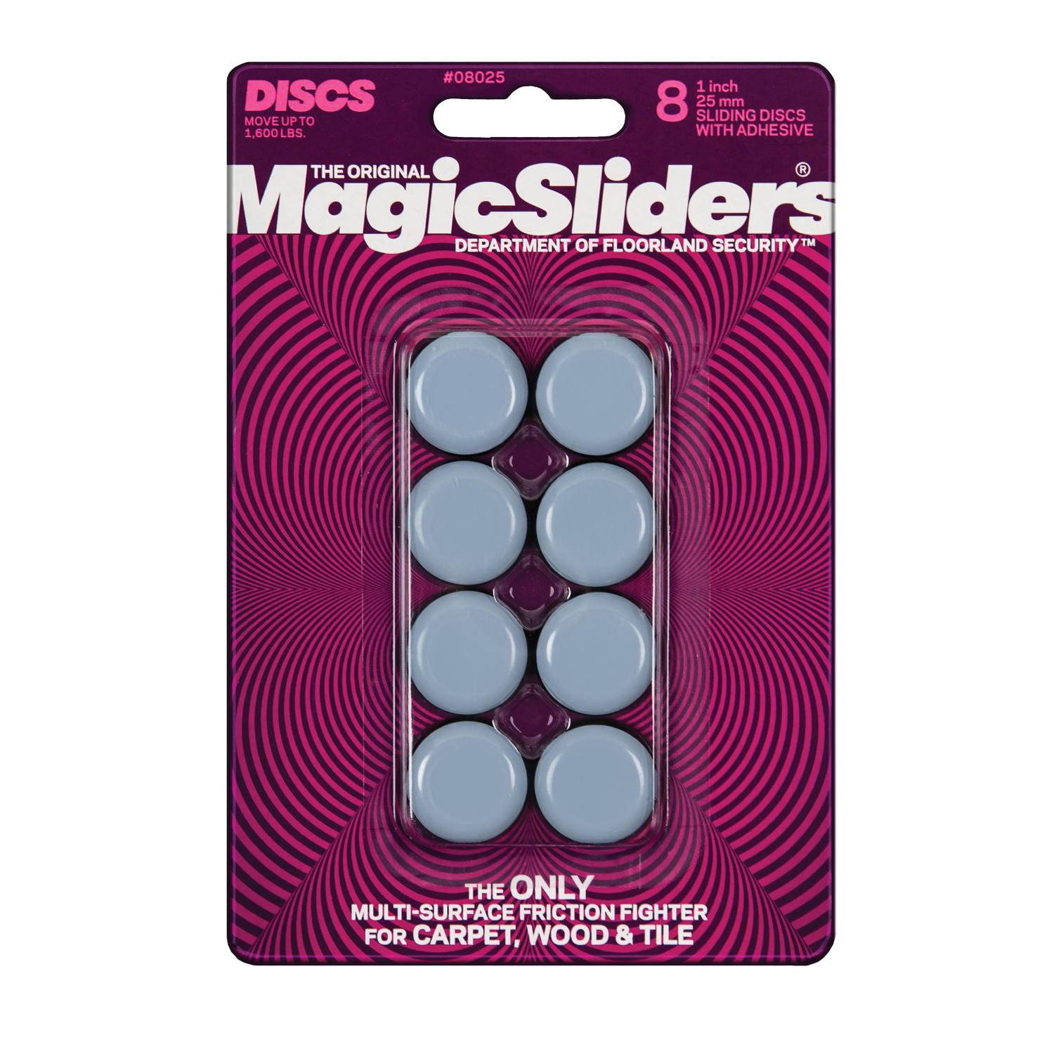 Magic Sliders Gray 1 in. Adhesive Plastic Sliding Discs 8 pk