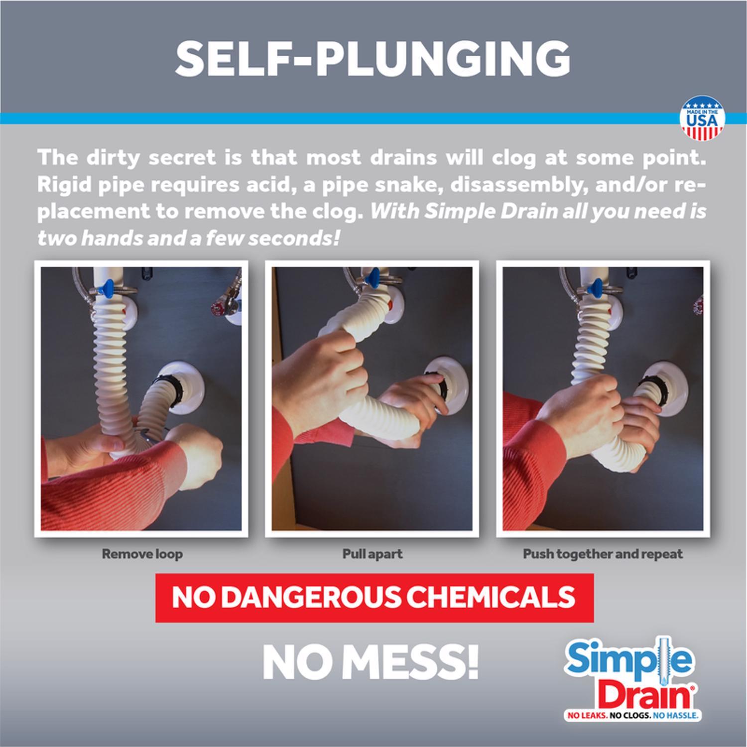 Simple Drain 2.5 ft. L Rubber Slotted Sink Drain Kit