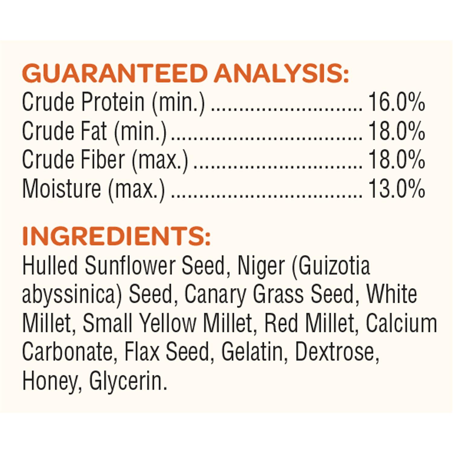 Kaytee Wild Finch Treat Bar Songbird Hulled Sunflower Seed Energy Treat Bar 14.5 oz