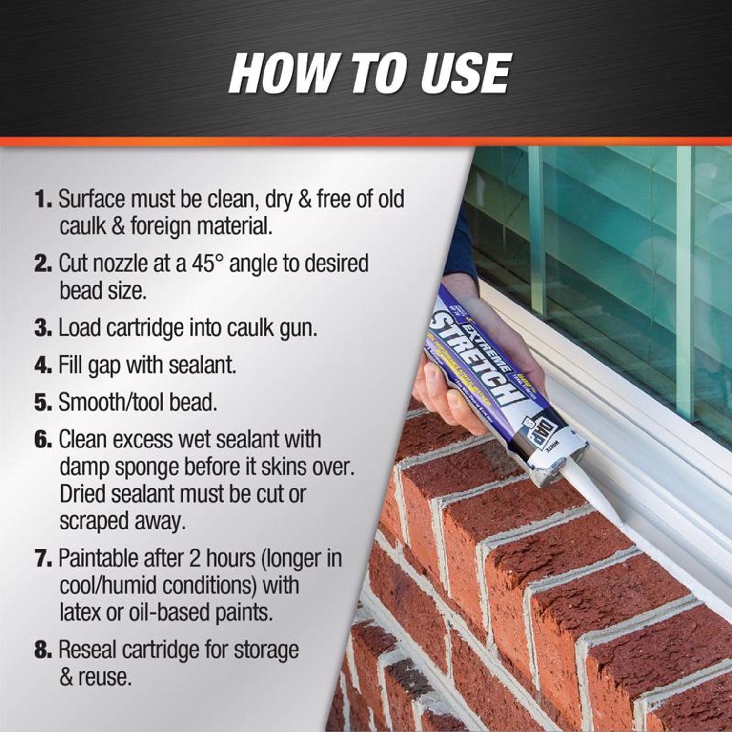 DAP Extreme Stretch White Acrylic Urethane Windows/Doors/Seal/Paint Sealant 10.1 oz