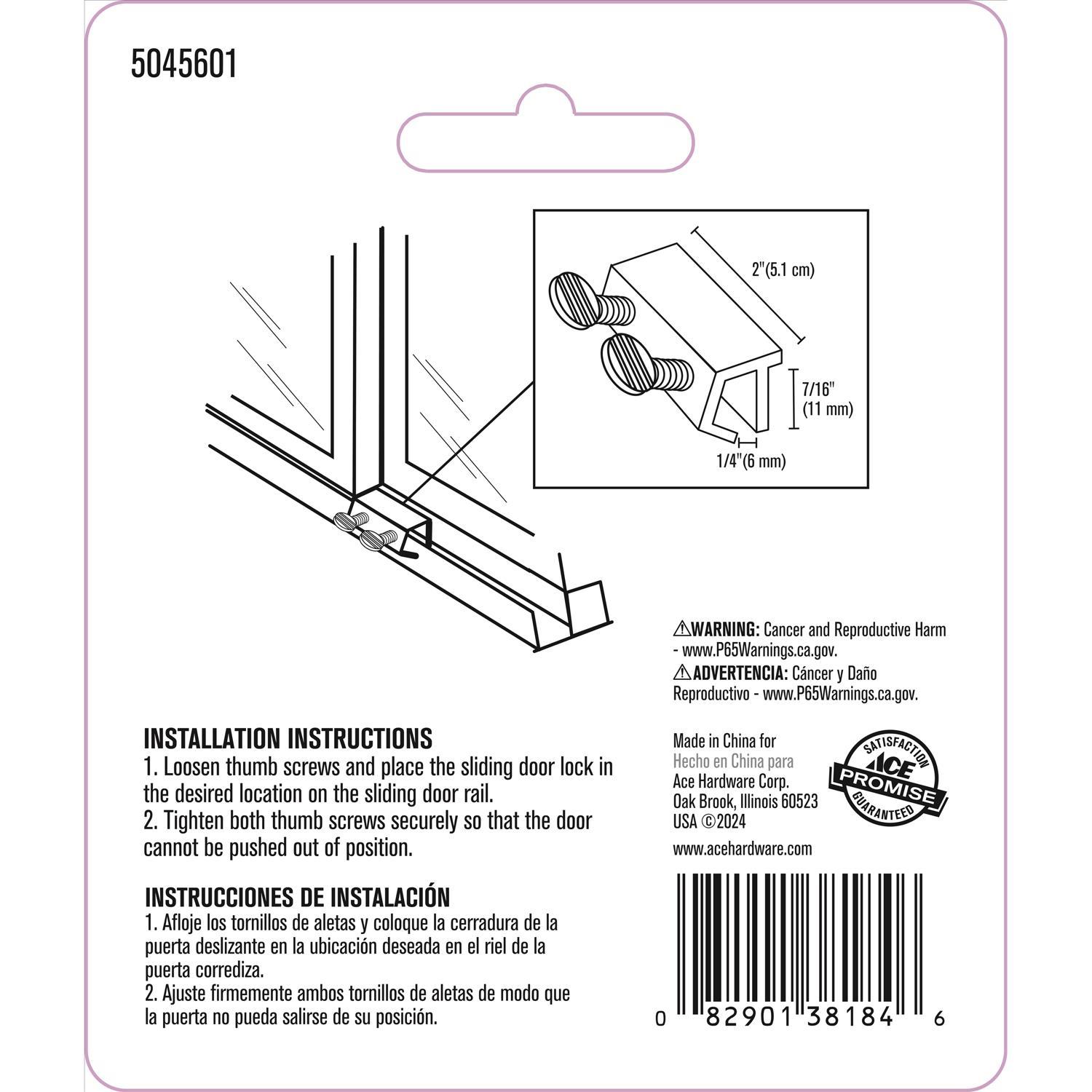 Ace Aluminum Indoor and Outdoor Sliding Door Lock