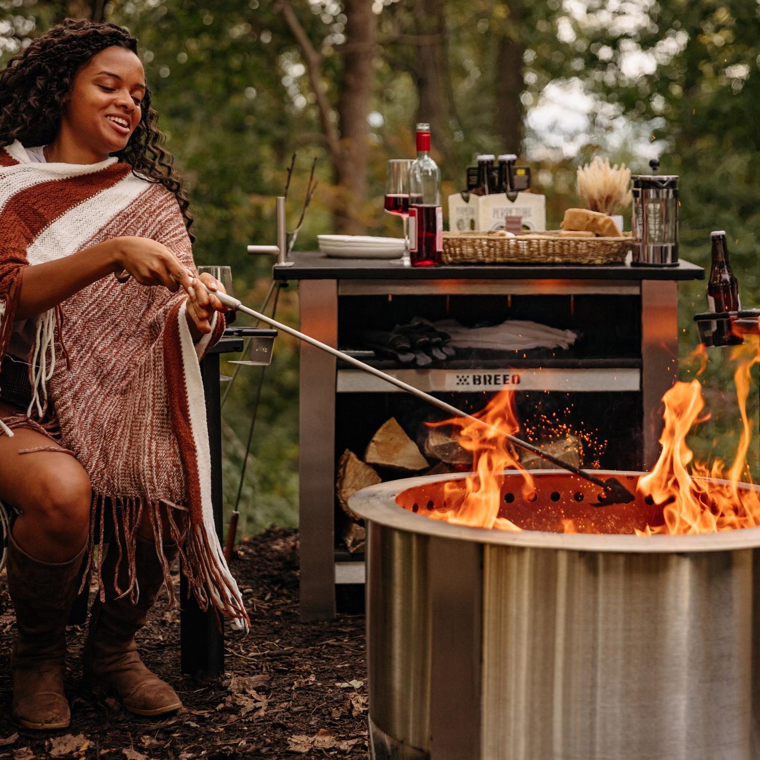 Breeo 304 Fire Poker Stainless Steel Log Grabber and Poker 40 in. H X 2 in. W X 40 in. D