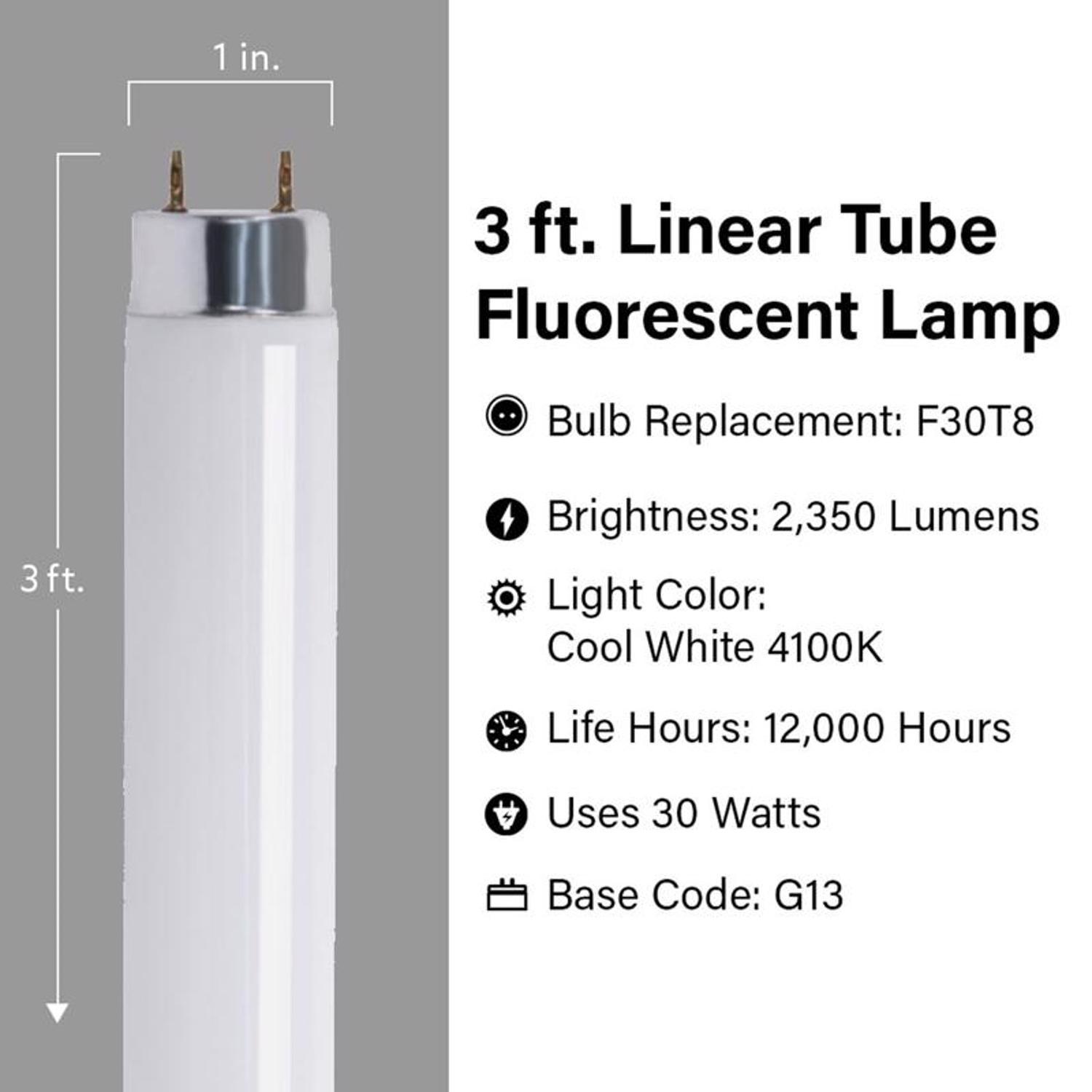 Feit Legacy Bulbs 30 W T8 1 in. D X 35.6 in. L Fluorescent Bulb Cool White Linear 4100 K 1 pk