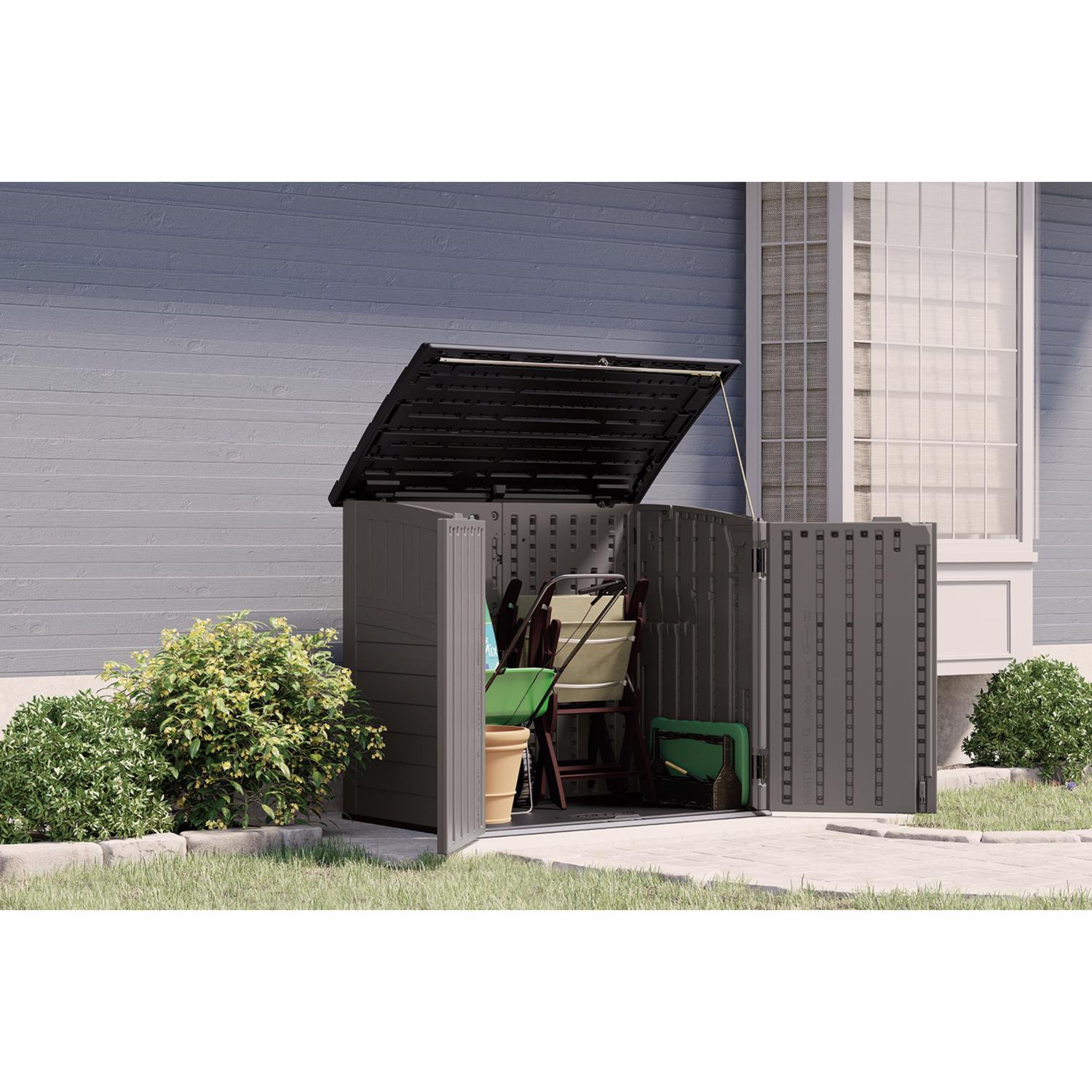 Suncast Plastic Horizontal Storage Shed with Floor Kit Gray Stine