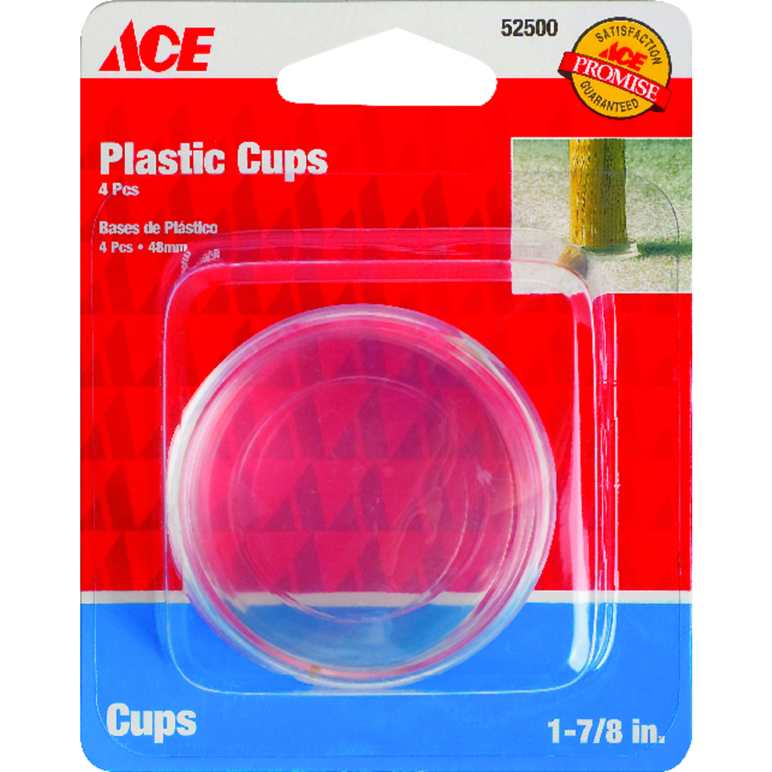 Ace Plastic Caster Cup Clear Round 1-7/8 in. W 4 pk
