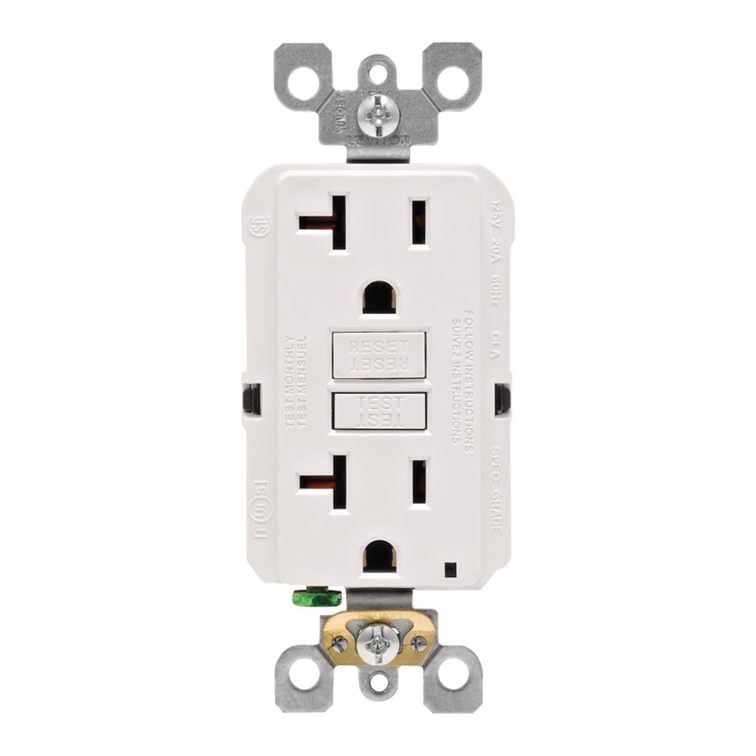 Leviton SmartlockPro 20 amps 125 V Duplex White GFCI Outlet 5-20R 1 pk