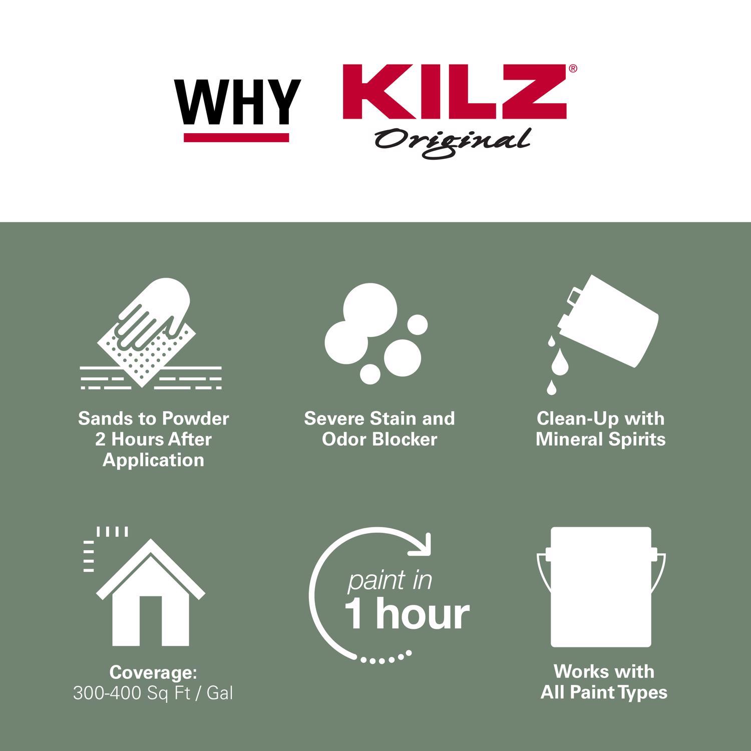 KILZ Original White Flat Oil-Based Alkyd Oil Primer 1 gal