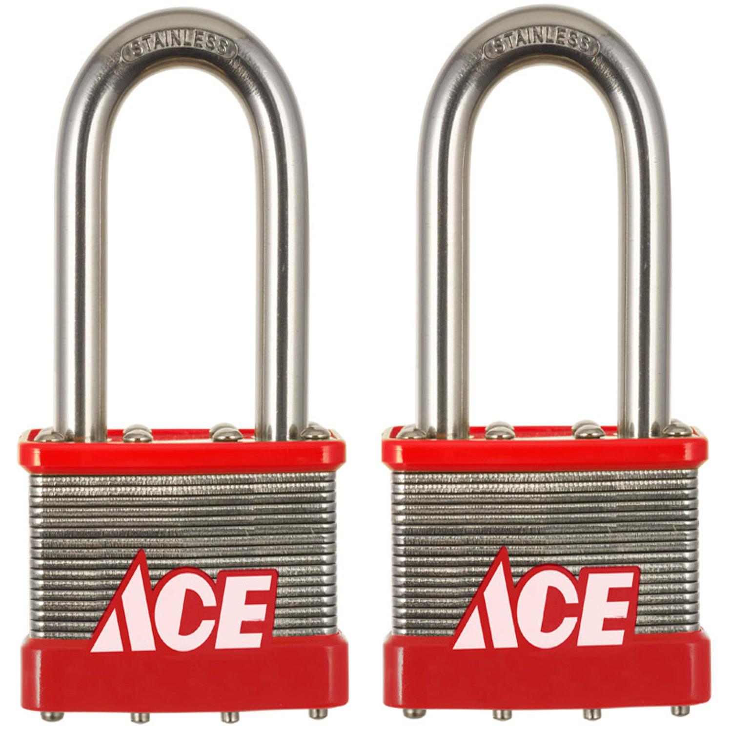 Ace 1.5 in. H X 2 in. W Stainless Steel 4-Pin Cylinder Padlock