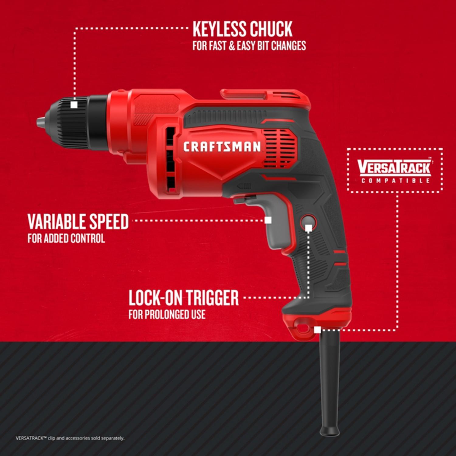 CRAFTSMAN 7 amps 3/8 in. Corded Drill Driver