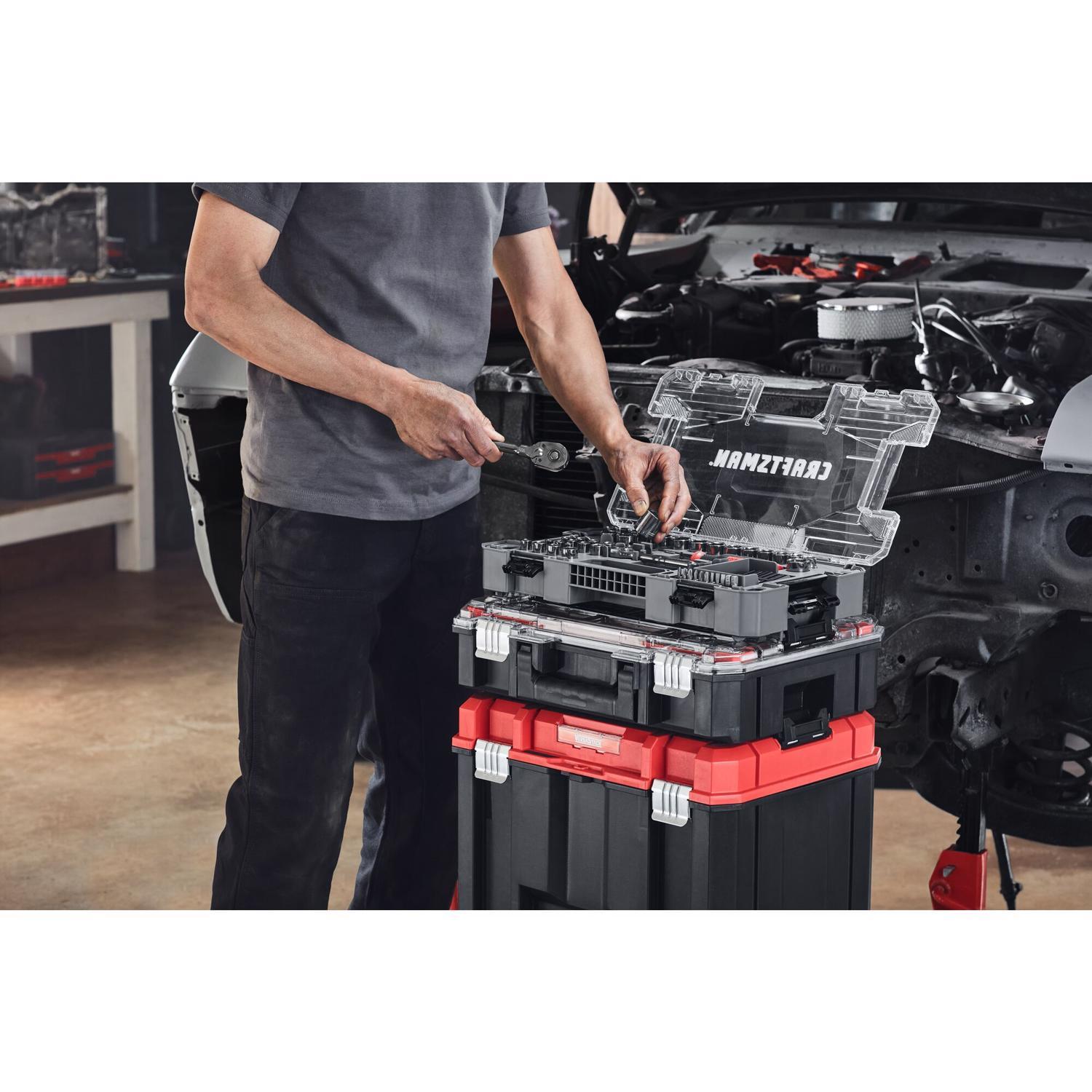 Craftsman OVERDRIVE 1/4 and 3/8 in. drive Metric/SAE 6 Point Mechanic's Tool Set 64 pc