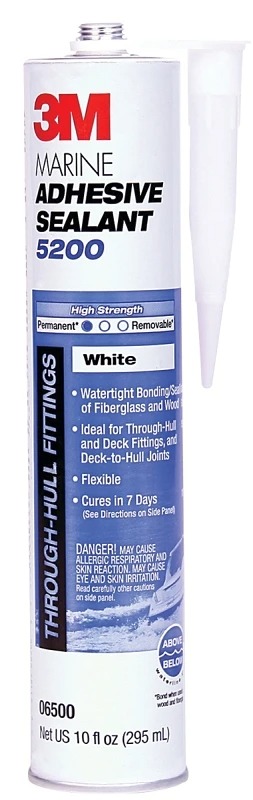 3M White Polyurethane Marine Adhesive and Sealant, 0.1 Gallon Cartridge