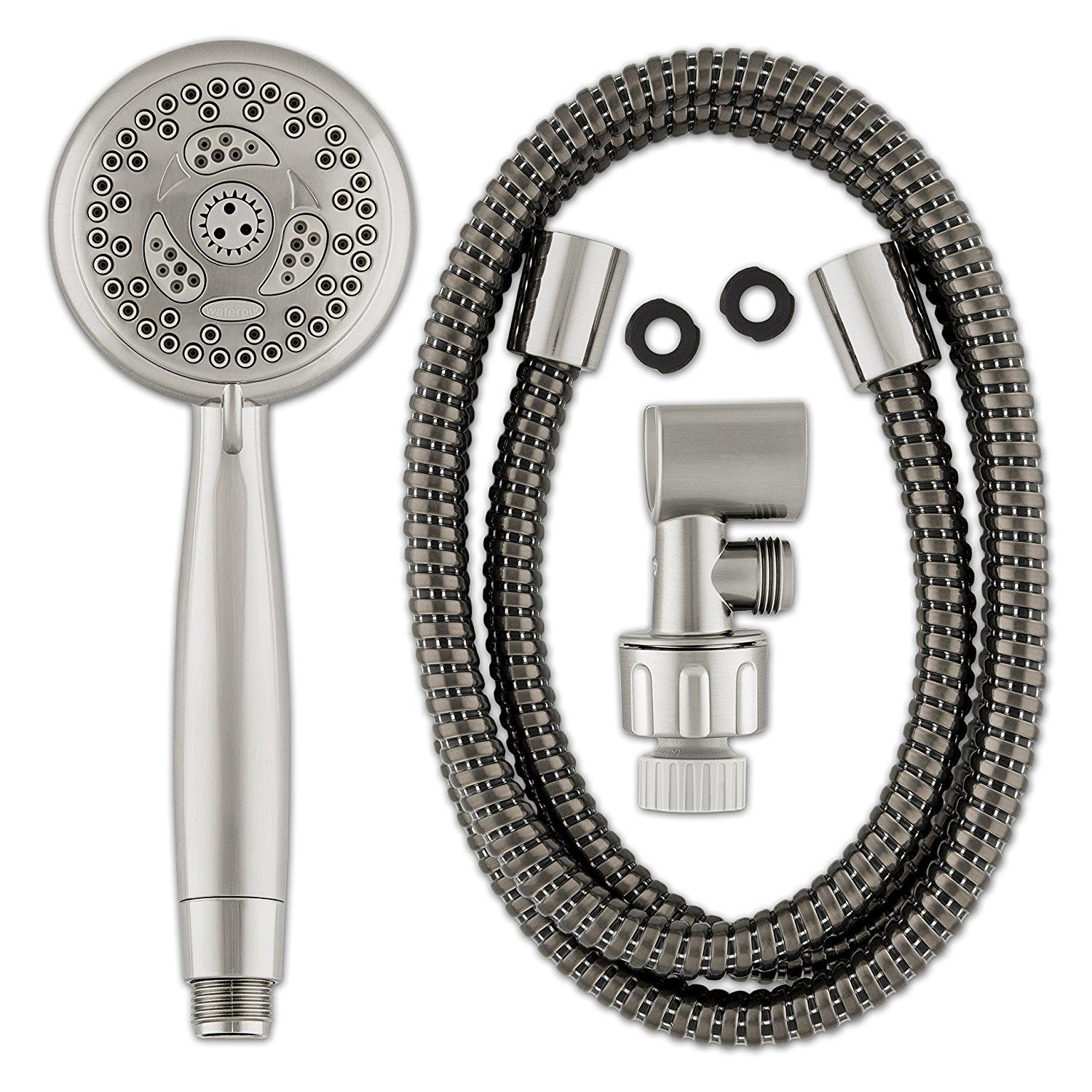 Waterpik PowerSpray Plus Brushed Nickel Plastic 6 settings Handheld Showerhead 1.8 gpm