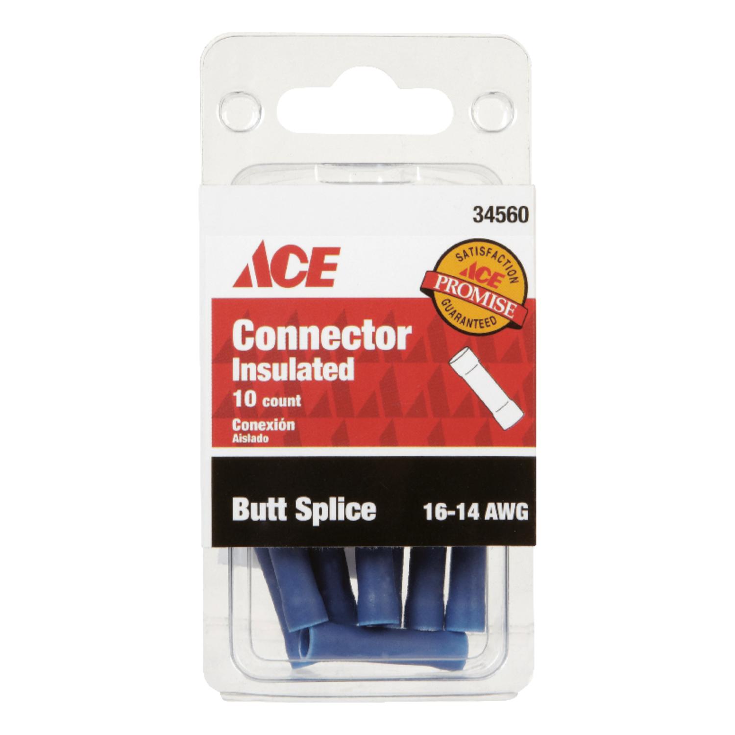 Ace Insulated Wire Butt Connector Blue 10 pk