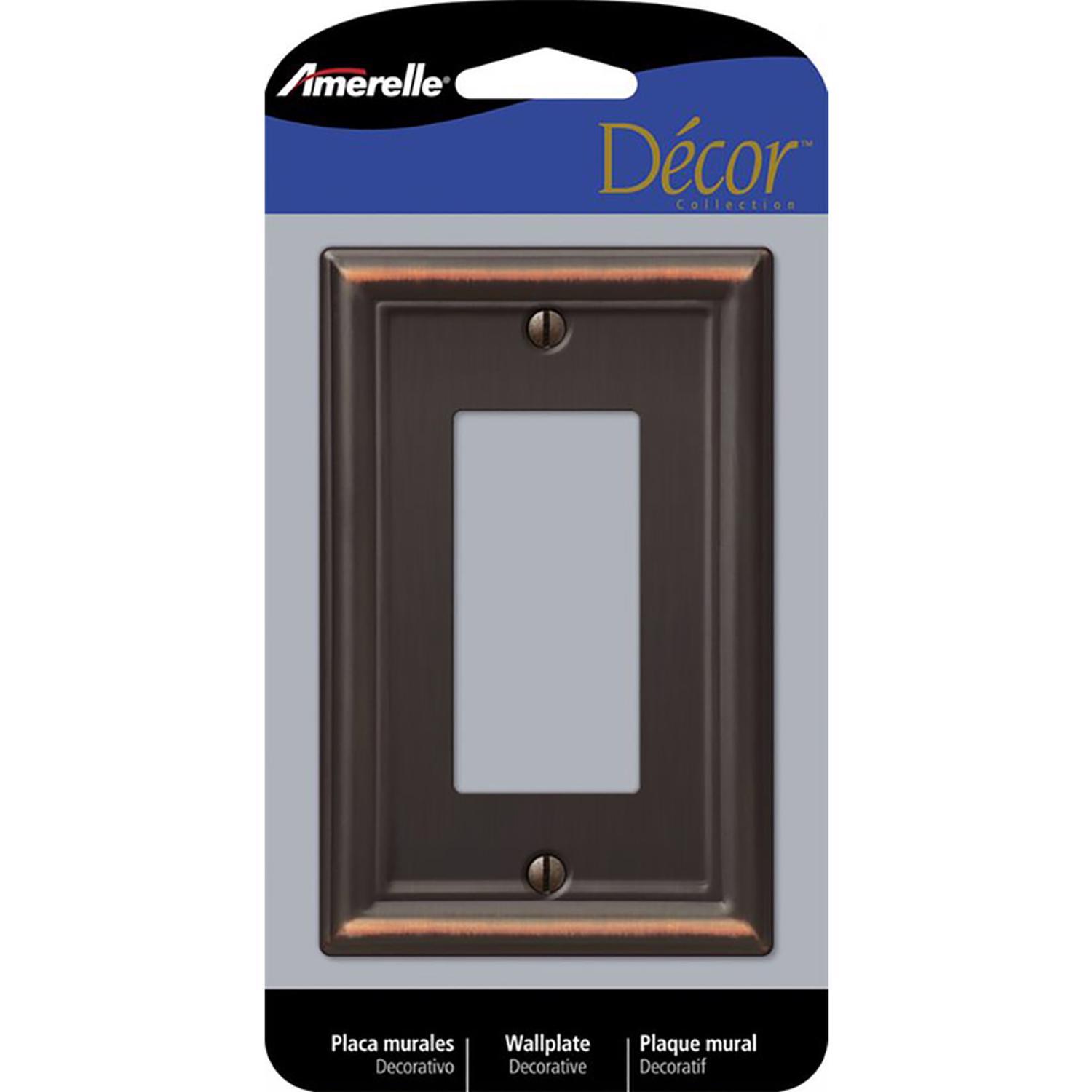 Amerelle Chelsea Aged Bronze 1 gang Stamped Steel Decorator Wall Plate 1 pk