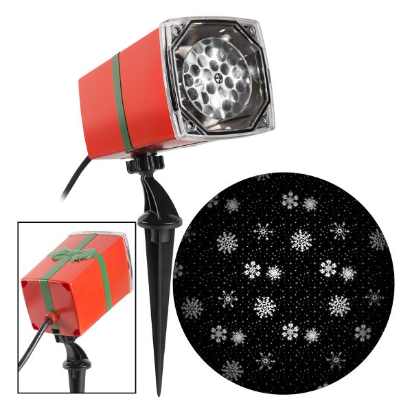 Gemmy Lightshow Snow Flakes LED Light Show Projector White 4 Lights Black