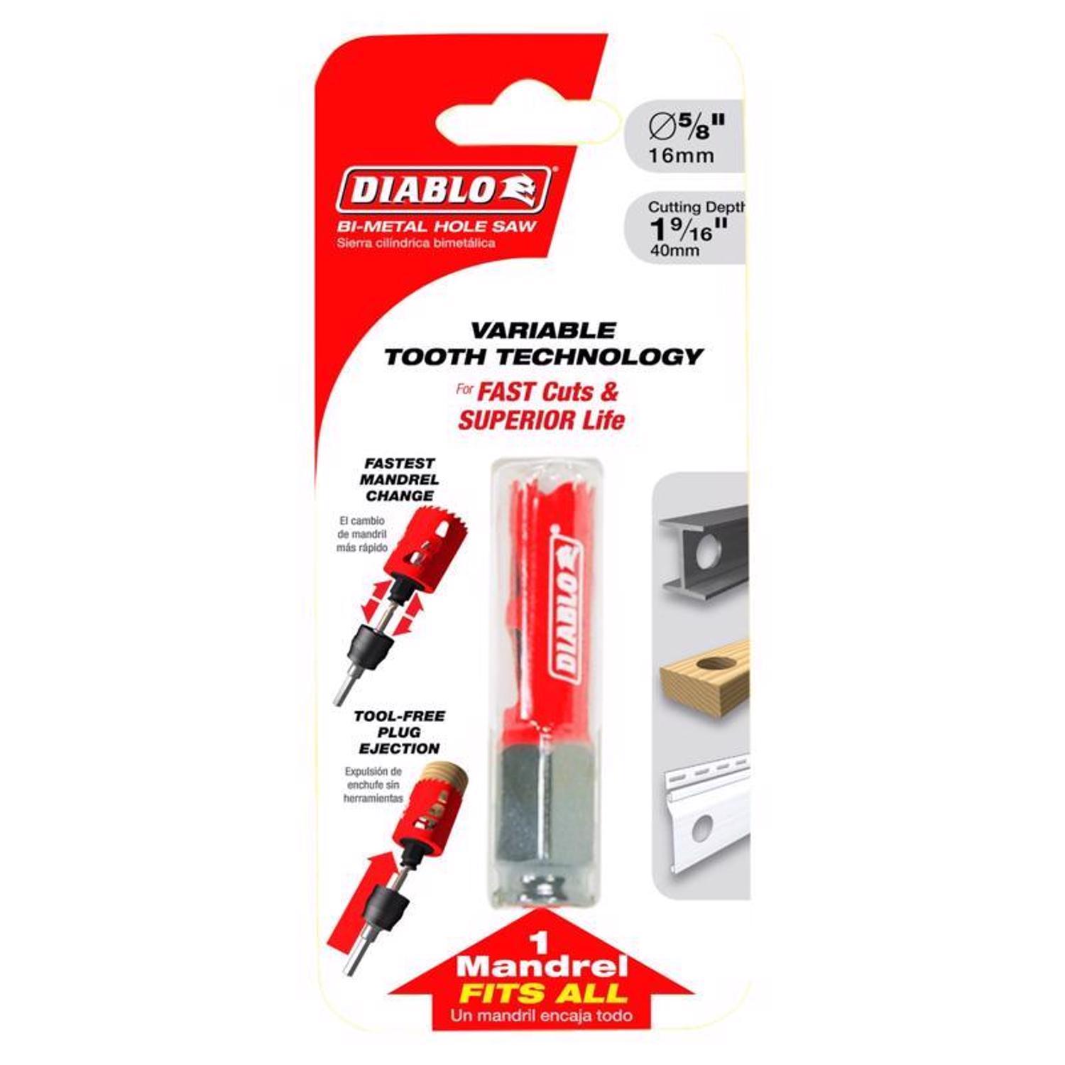 Diablo Snap-Lock Plus 5/8 in. Bi-Metal 1.65 in. L Hole Saw