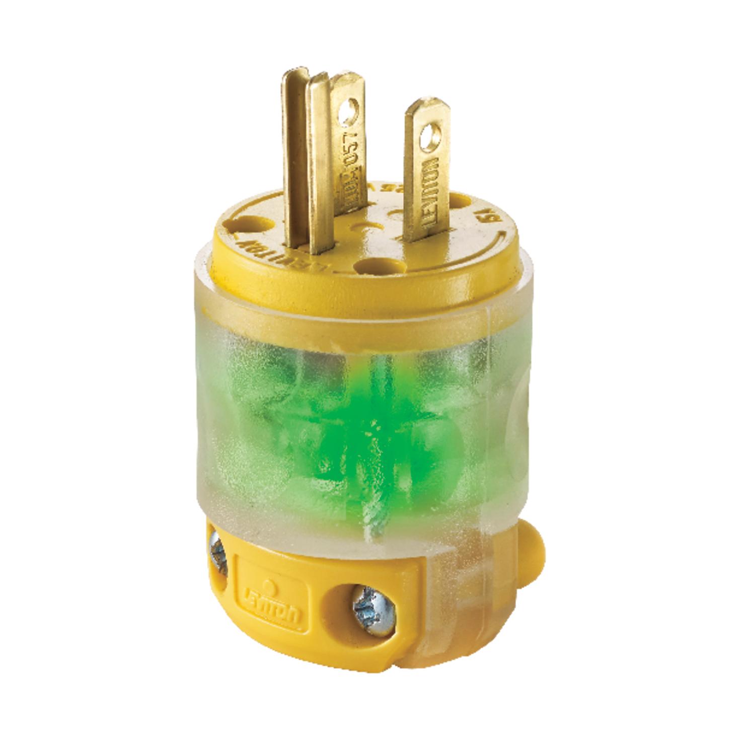 Leviton Commercial and Residential Vinyl Straight Blade Plug 5-15P 18-12 AWG 2 Pole 3 Wire