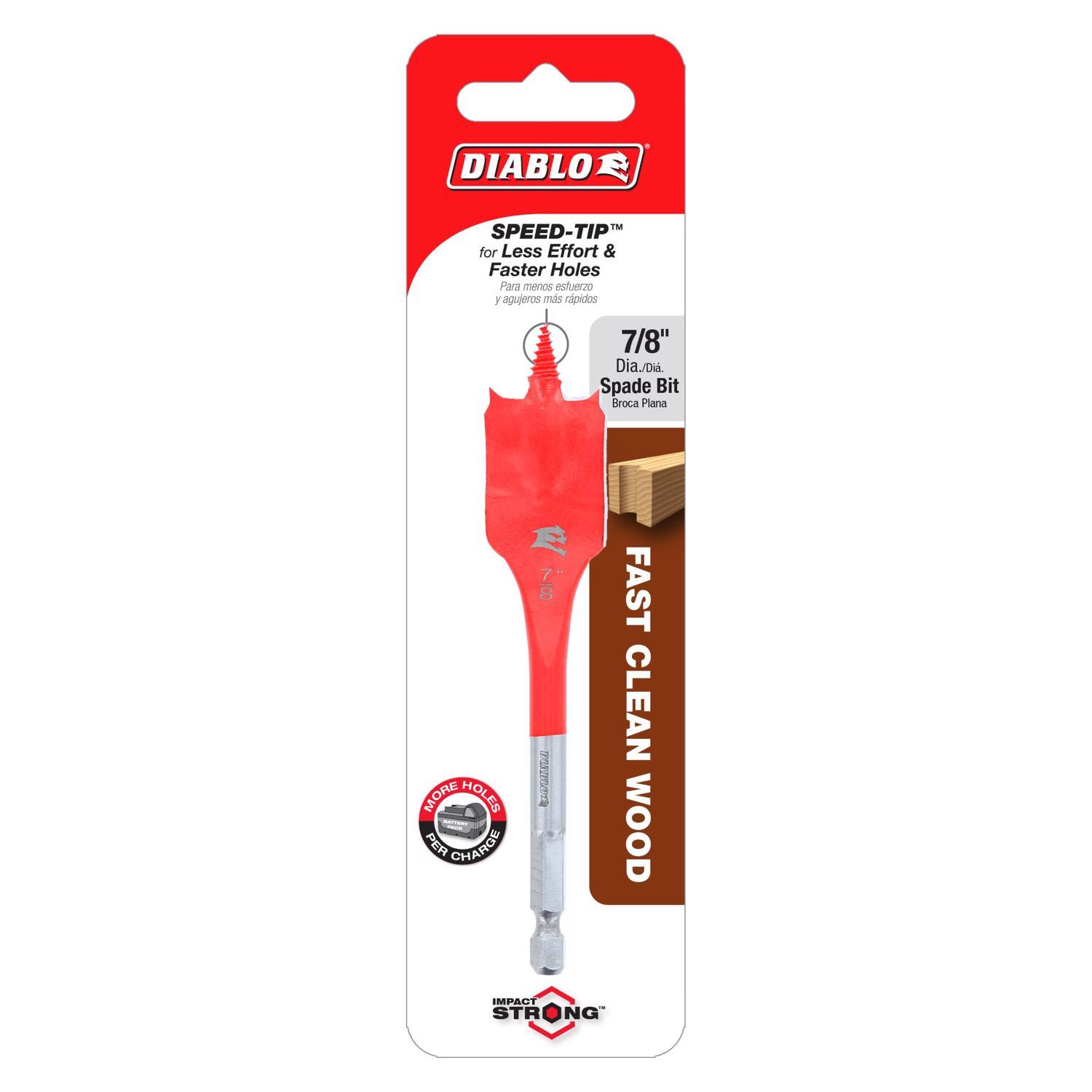 Diablo 7/8 in. X 4 in. L High Speed Steel Clean Wood Spade Bit Hex Shank 1 pk