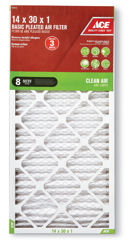Ace 14 in. W X 30 in. H X 1 in. D Cotton 8 MERV Pleated Air Filter 1 pk